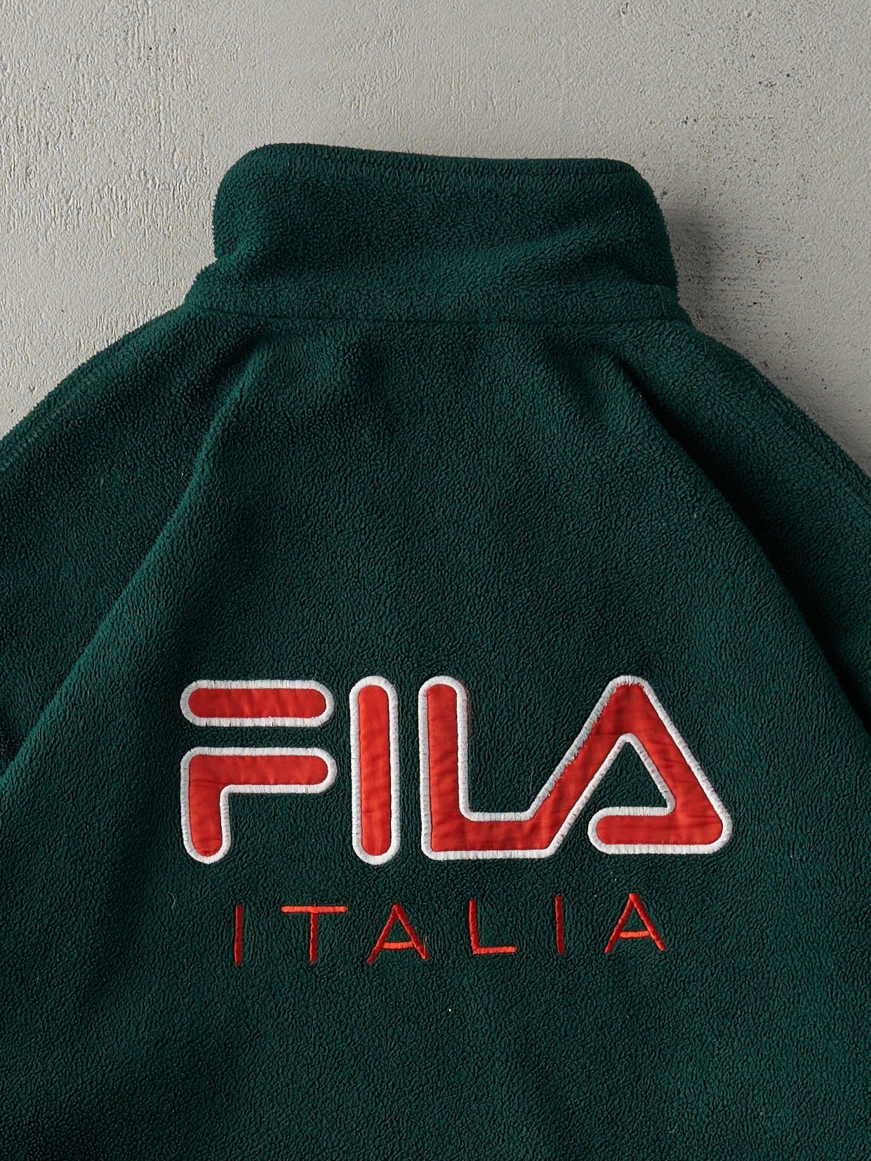 Vintage 80s Black Forest Green Fila Embroidered Fleece Sweater (L)