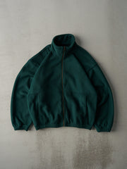 Vintage 90s Forest Green Zip Up Fleece Sweater (L)