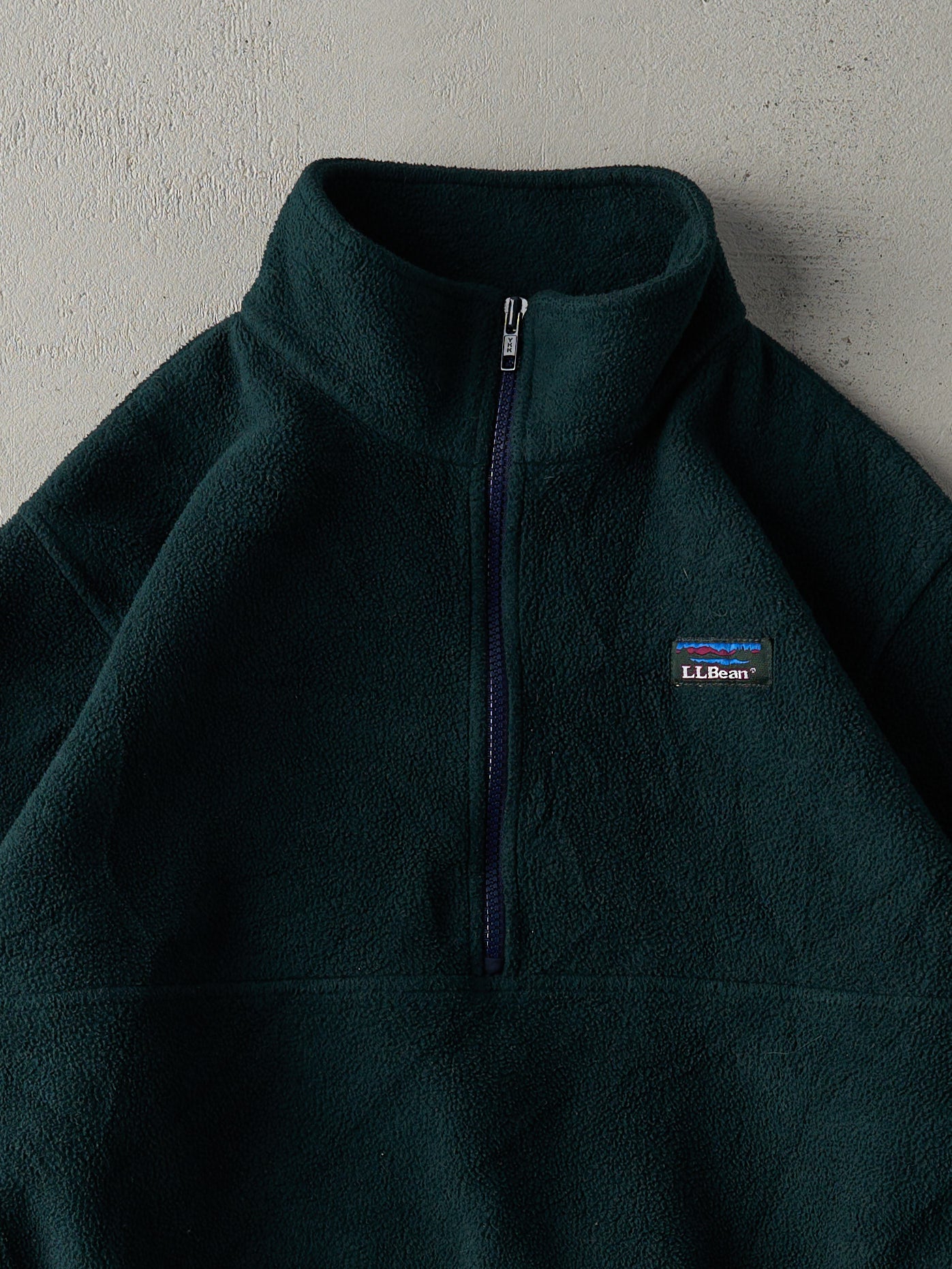 Vintage 80s Forest Green LL Bean Fleece Quarter Zip Boxy Sweater (L)