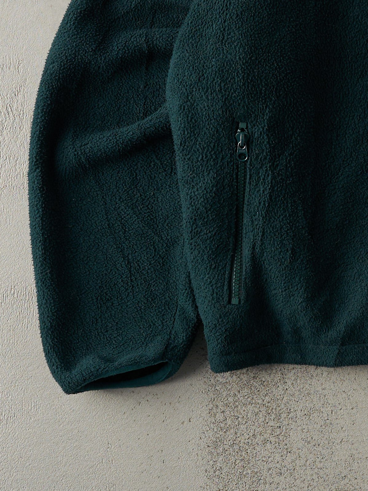 Vintage 80s Forest Green LL Bean Boxy Fleece Zip Up Sweater (L)