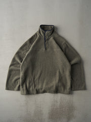 Vintage 90s Olive Green Quarter Button Fleece Sweater (L)