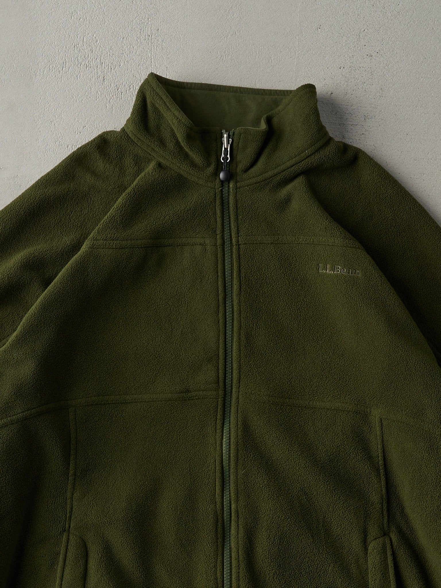 Vintage Y2K Green LL Bean Zip Up Fleece Sweater (L)