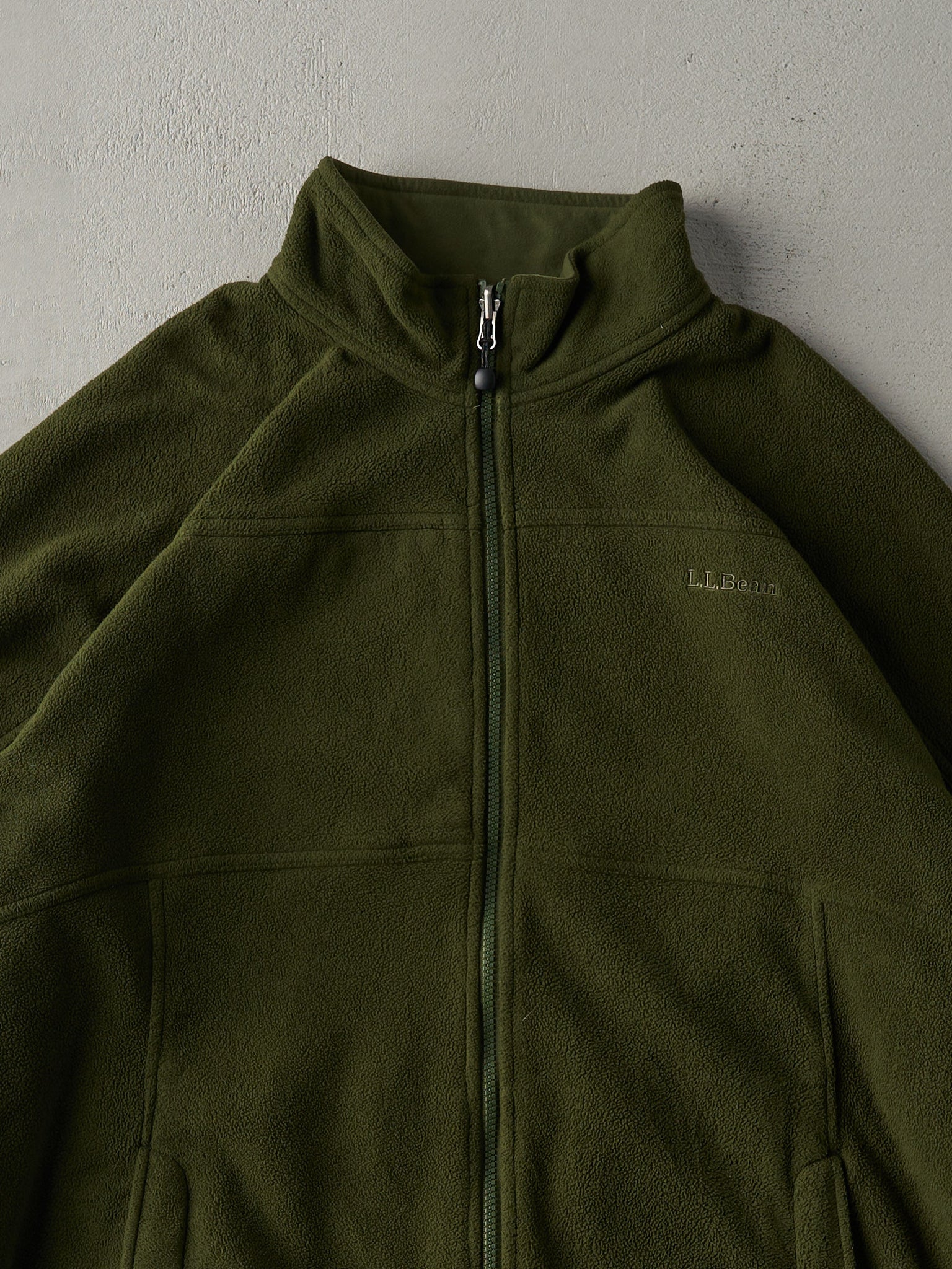 Vintage Y2K Green LL Bean Zip Up Fleece Sweater (L)