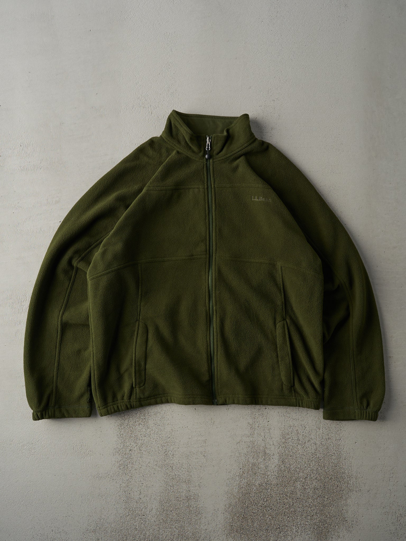 Vintage Y2K Green LL Bean Zip Up Fleece Sweater (L)