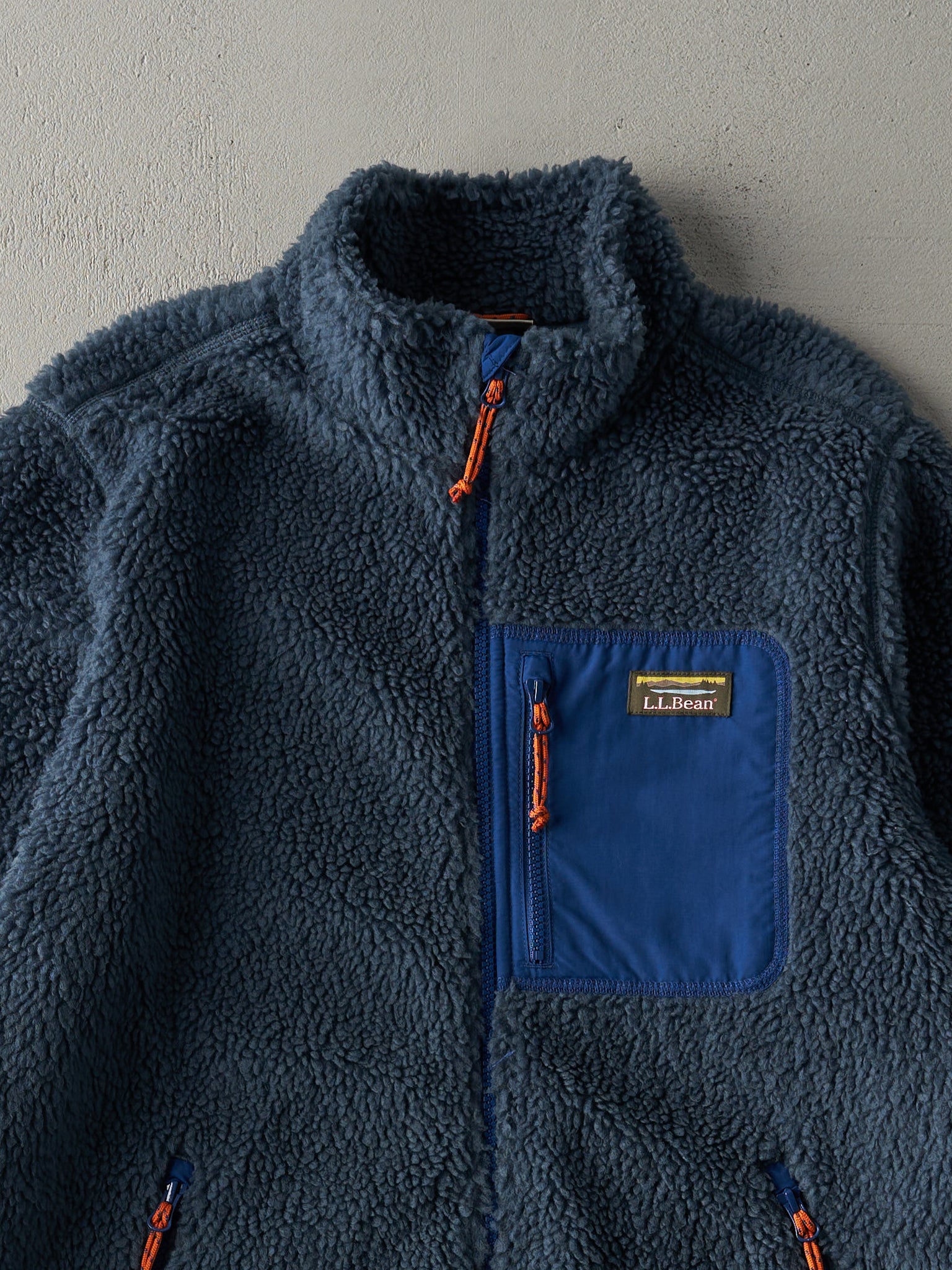 Vintage 90s Slate Blue LL Bean Deep Pile Sherpa Fleece Jacket (S/M)