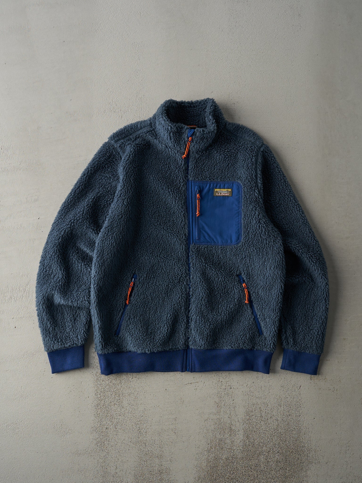 Vintage 90s Slate Blue LL Bean Deep Pile Sherpa Fleece Jacket (S/M)