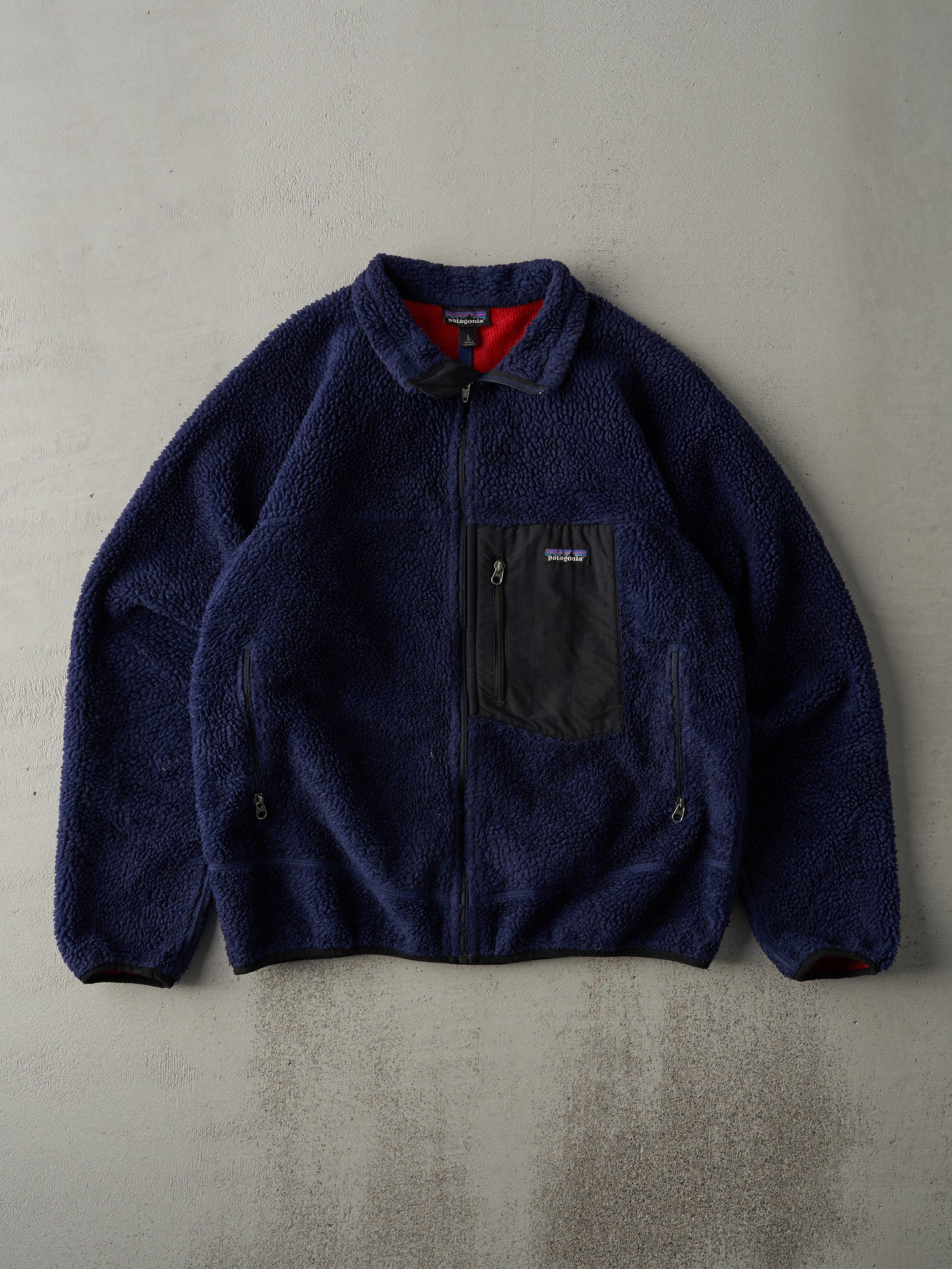 Vintage 90s Navy Blue Patagonia Deep Pile Fleece Jacket (M/L)