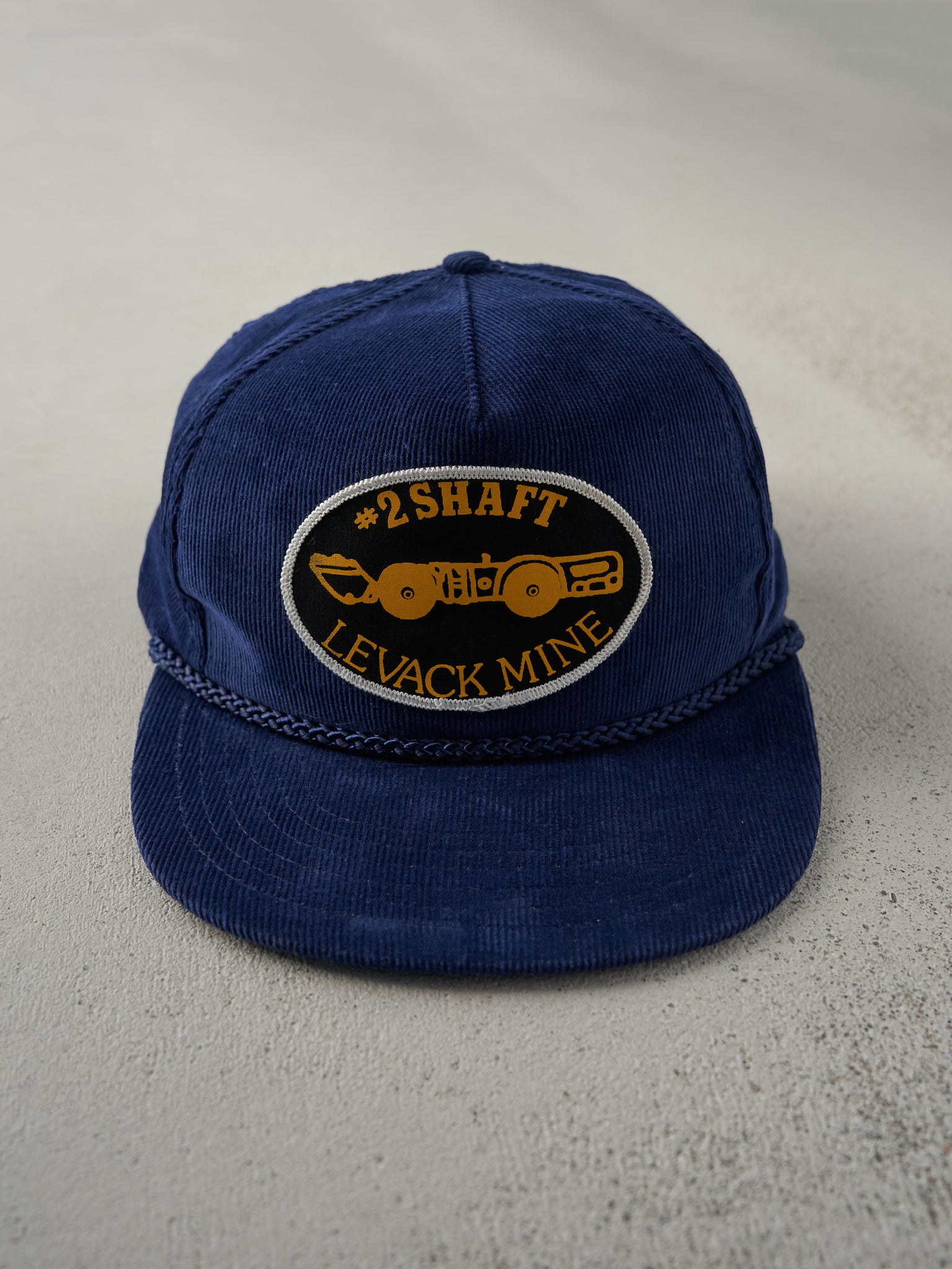 Vintage 80s Navy 2 Shaft Corduroy Snapback Hat