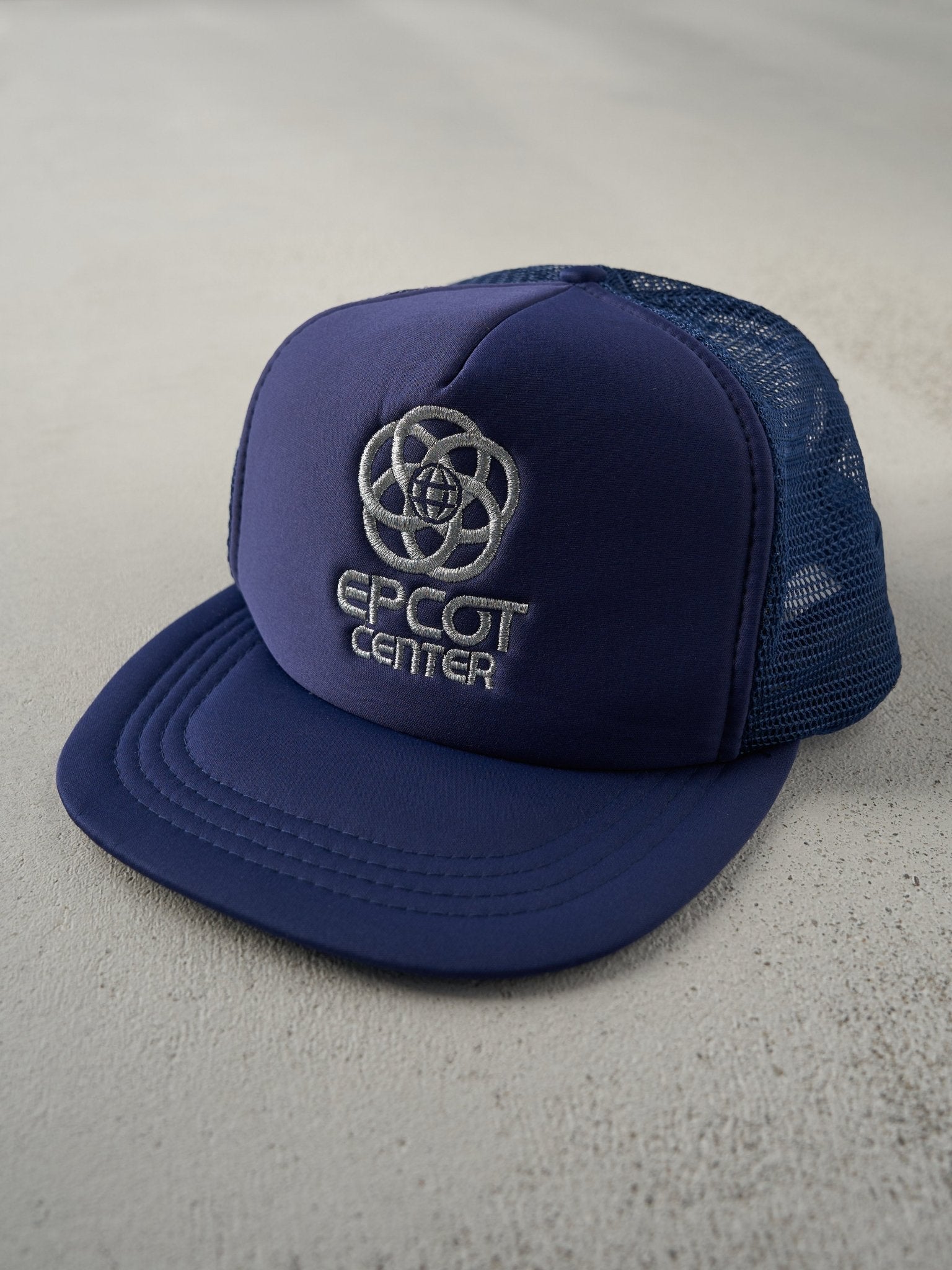 Vintage 80s Navy Blue Disney Epcot Centre Foam Trucker Hat