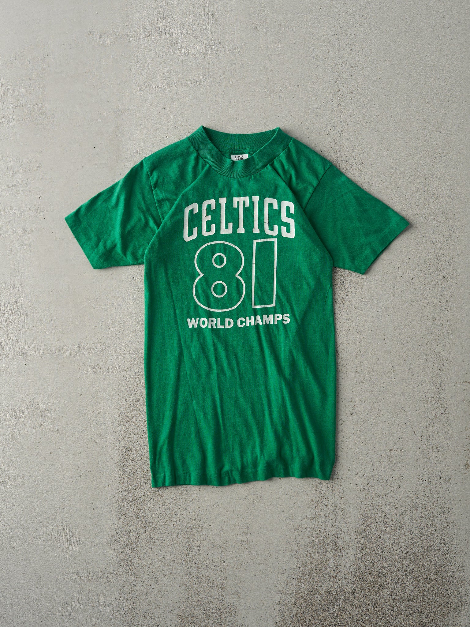 Vintage 81' Green Boston Celtics World Champs Single Stitch Tee (XS)