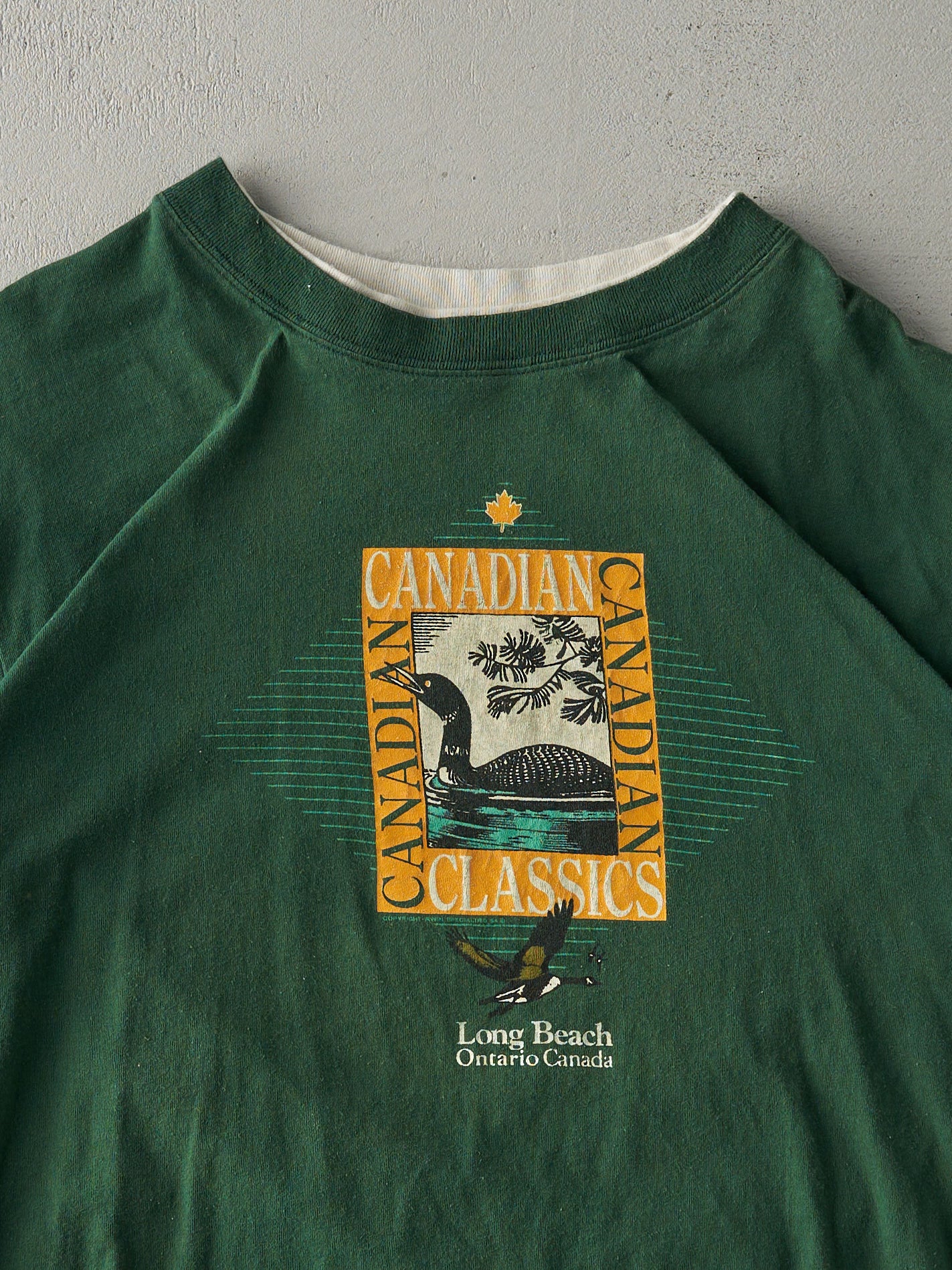 Vintage 90s Forest Green Canadian Classics Double Neck Tee (L)