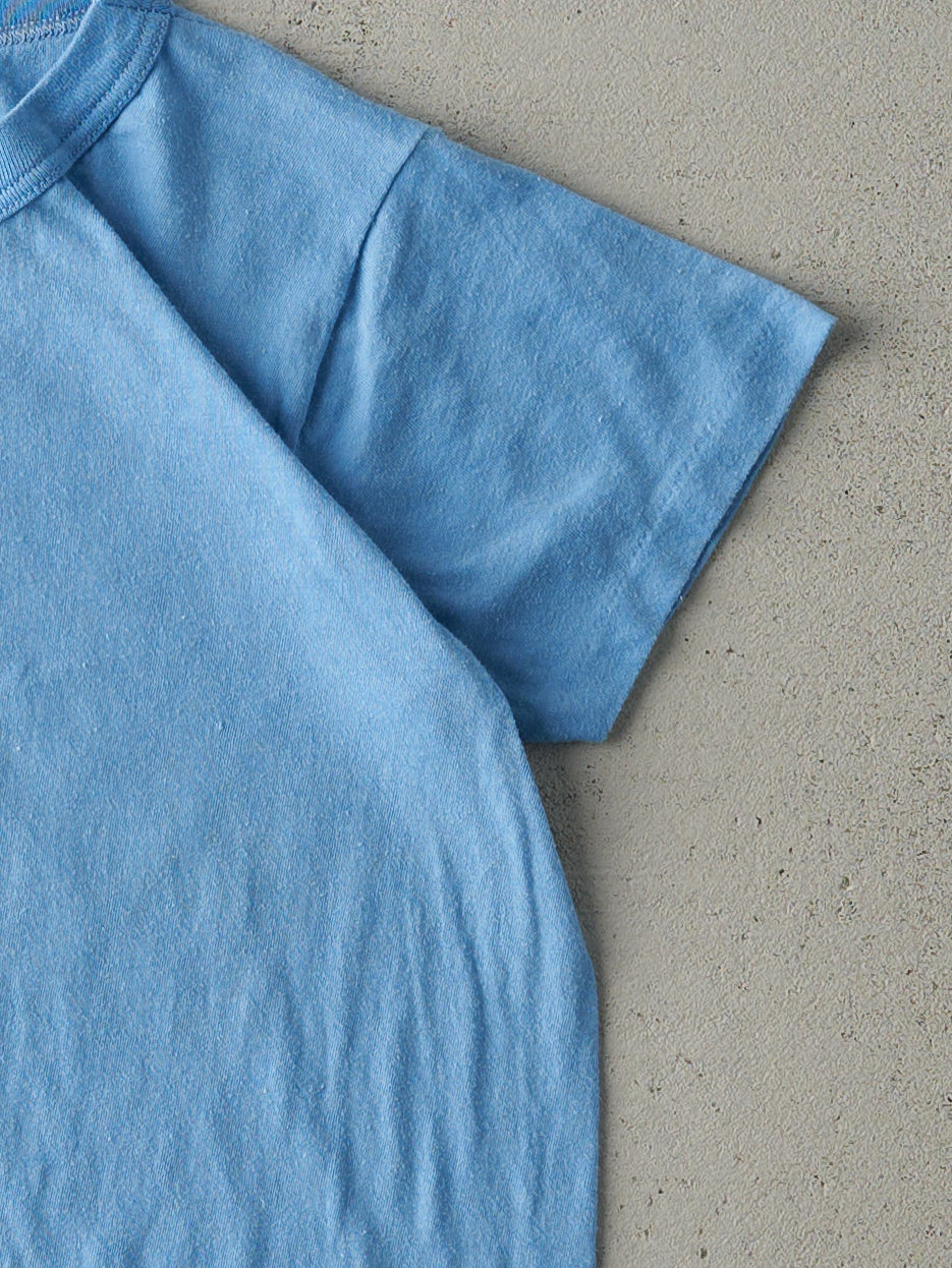 Vintage 80s Baby Blue Blank Baby Tee (XS)