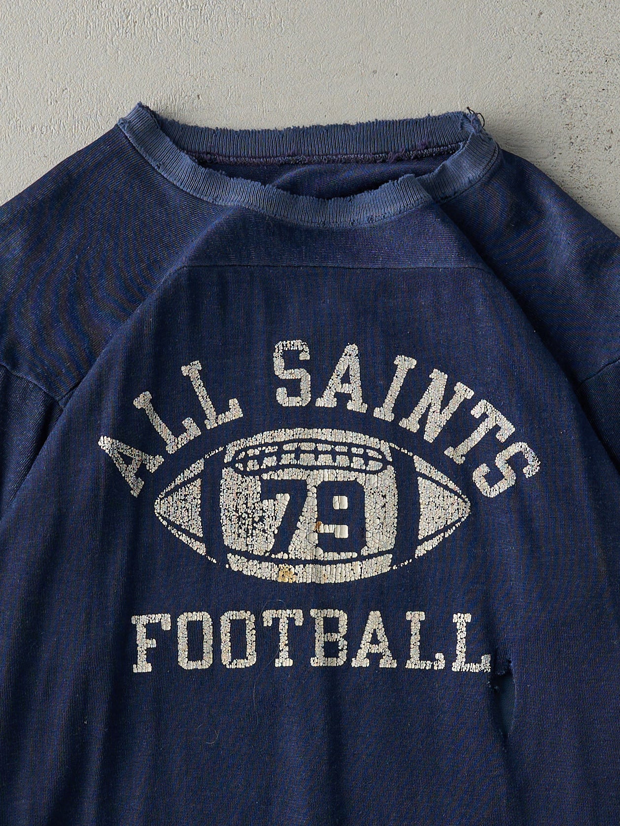 Vintage 79' Navy Blue Champion All Saints Football 3/4 Sleeve (S)