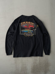 Vintage 10' Black RARE Harley Davidson Burlington Washington Waffle Knit Long Sleeve (M)