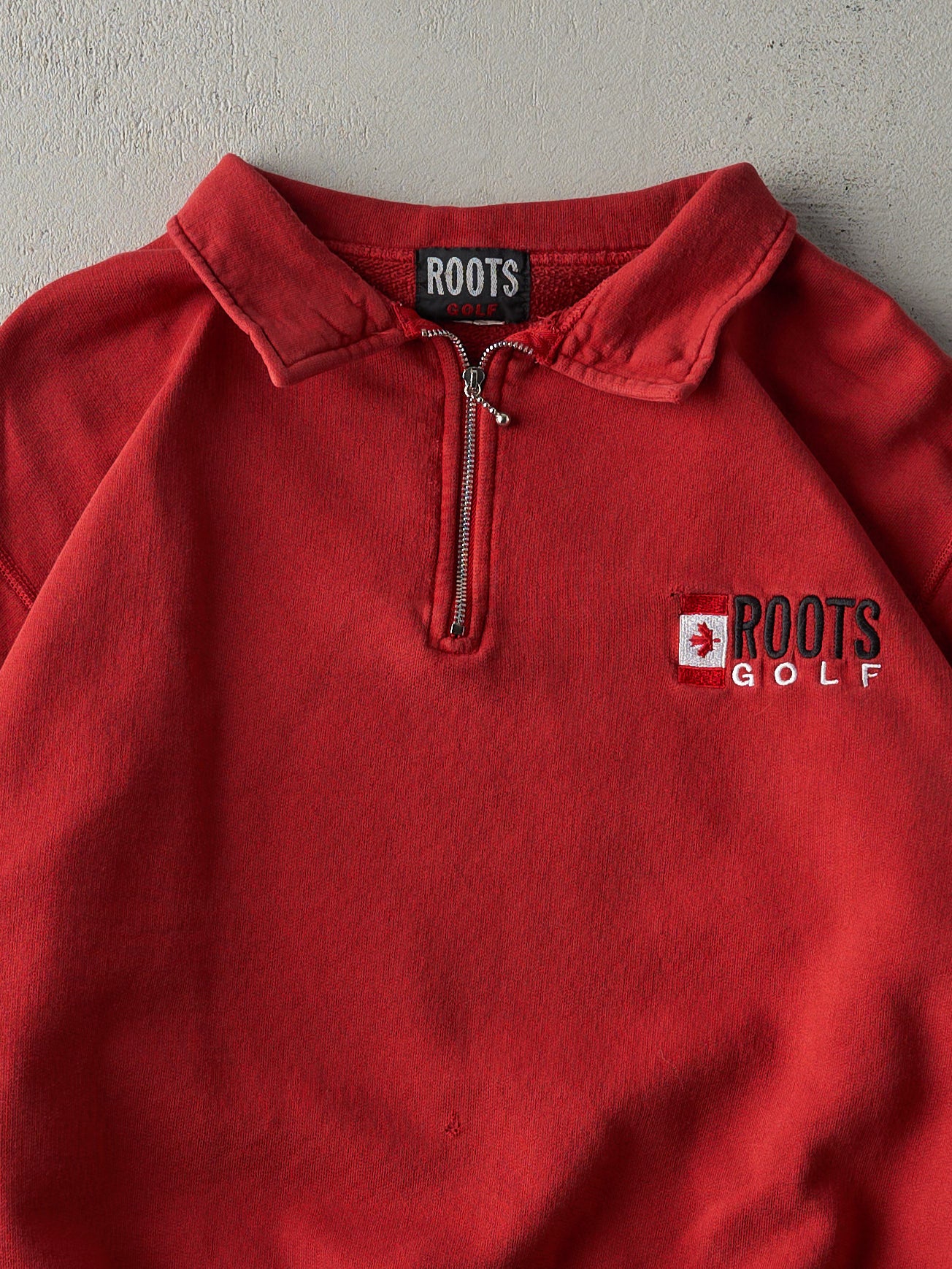 Vintage 90s Red Roots Golf Quarter Zip Boxy Crewneck (L)