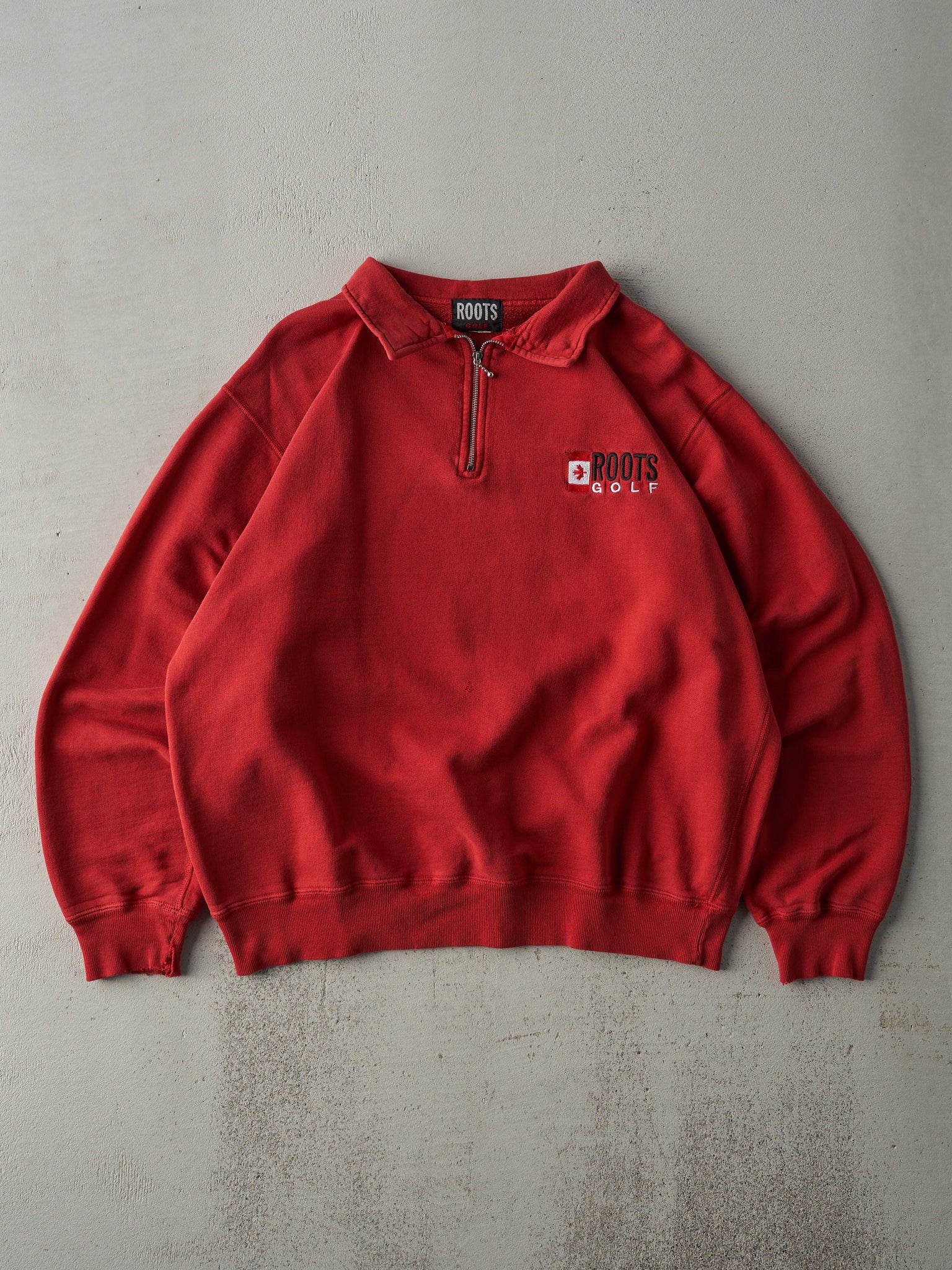 Vintage 90s Red Roots Golf Quarter Zip Boxy Crewneck (L)