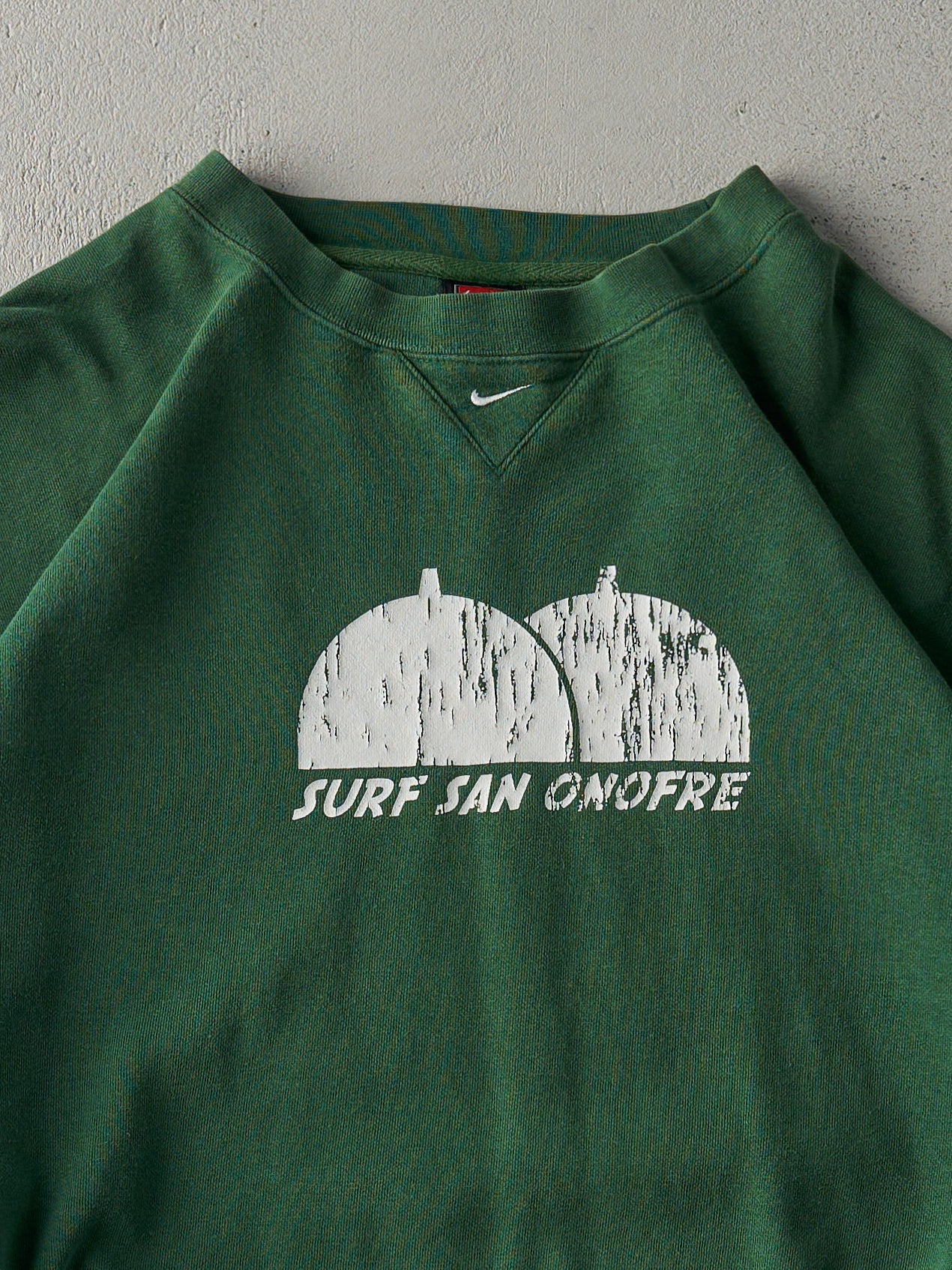 Vintage 90s Forest Green Nike Mini Swoosh Surf San Onofre Crewneck (XL/XXL)