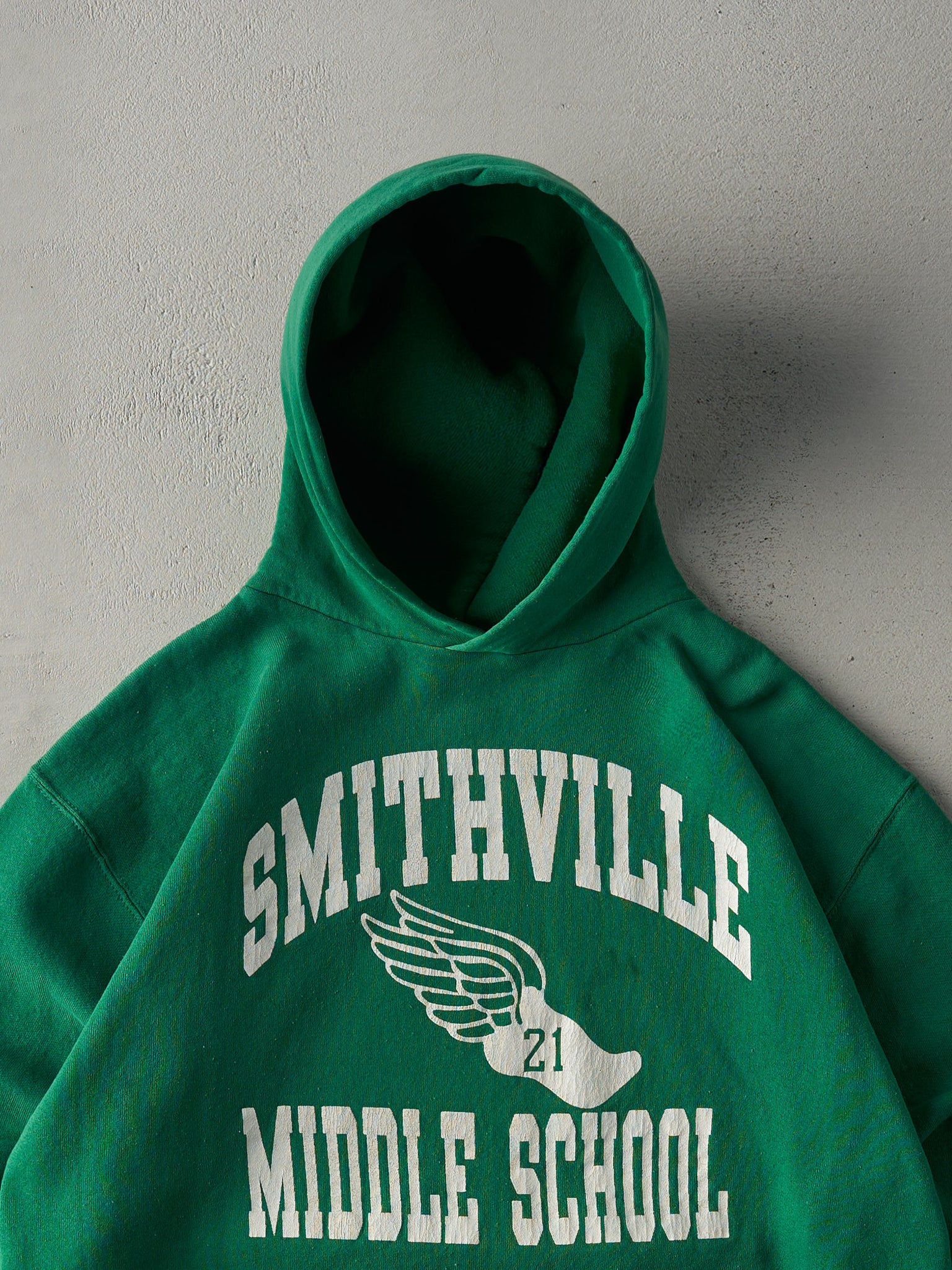 Vintage 80s Green Smithville Middle School Russell Athletic Hoodie (M)