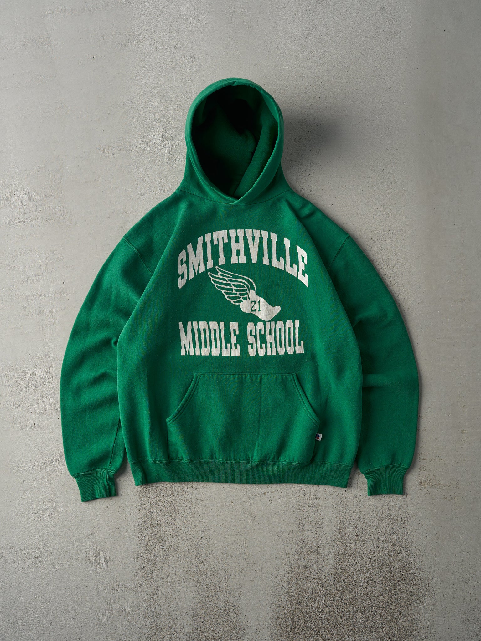 Vintage 80s Green Smithville Middle School Russell Athletic Hoodie (M)