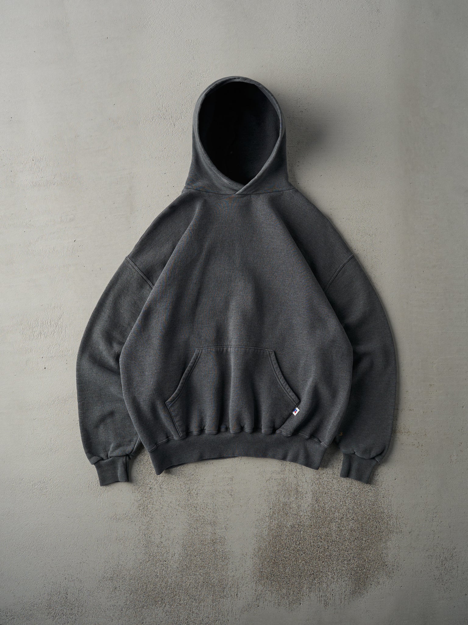 Vintage 90s Charcoal Grey Russell Athletics Blank Boxy Hoodie (L)