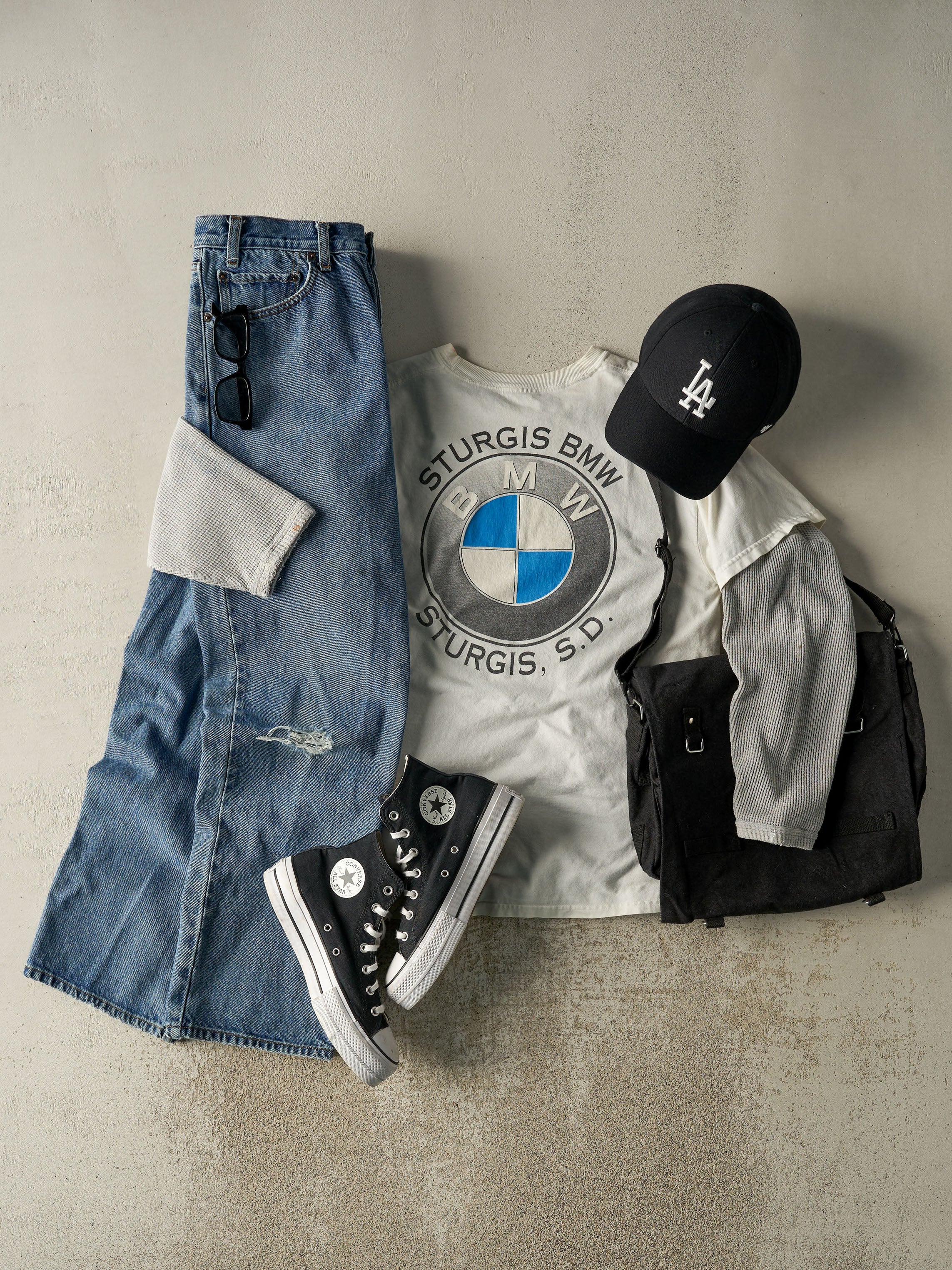 Vintage 90s White Sturgis BMW Tee (M/L)