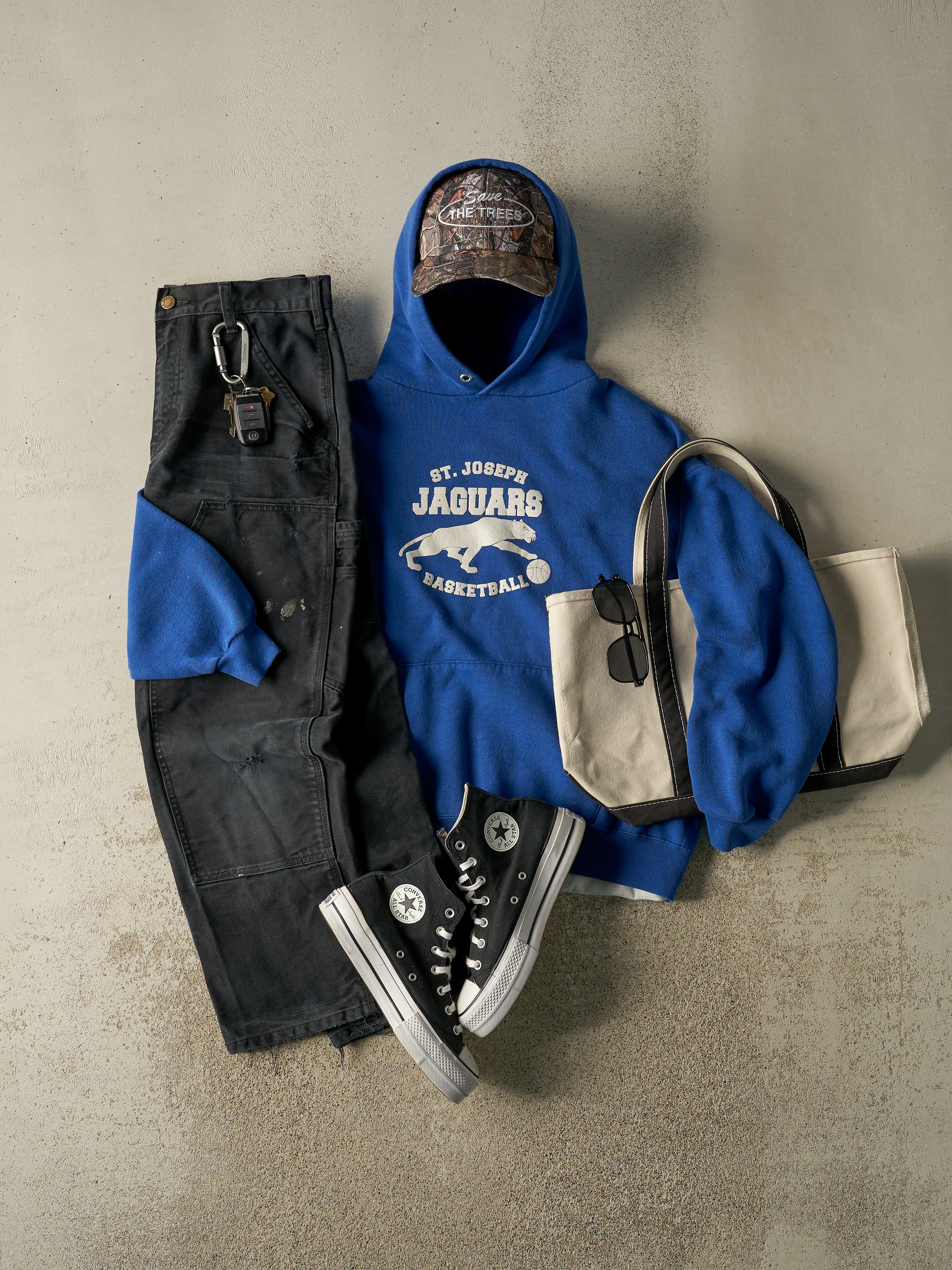 Vintage Y2K Blue St. Joseph Jaguars Basketball Hoodie (M/L)