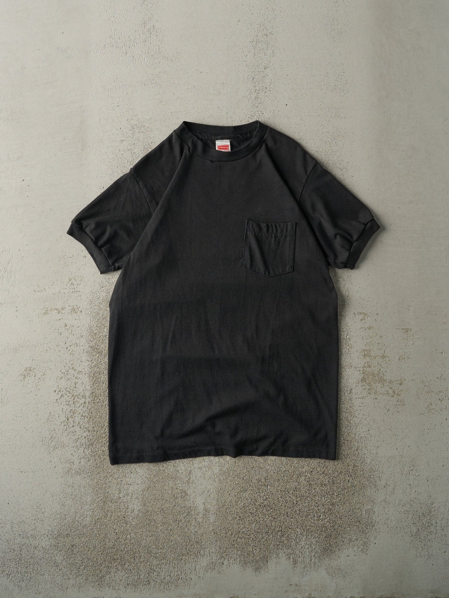 Vintage 80s Black Blank Pocket Ringer Tee (M/L)