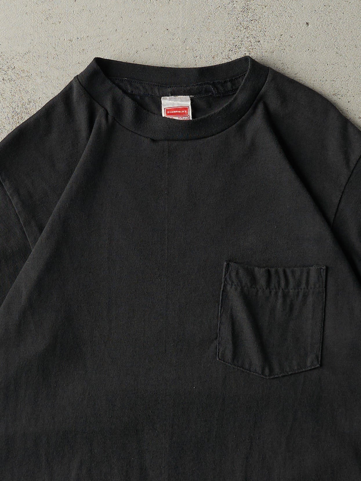 Vintage 80s Black Blank Pocket Ringer Tee (M/L)