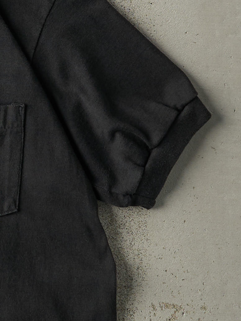 Vintage 80s Black Blank Pocket Ringer Tee (M/L)