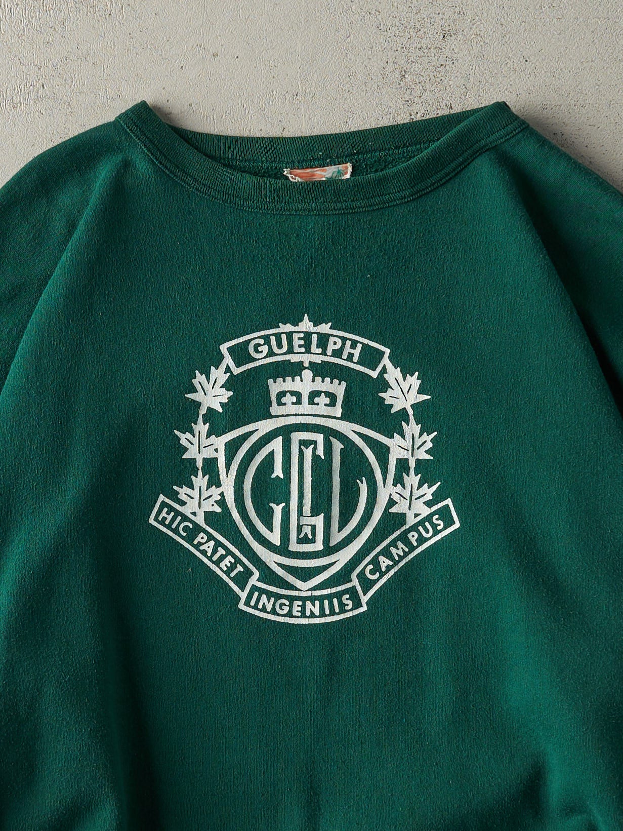 Vintage 80s Green GCVI Guelph Boxy Crewneck (L)