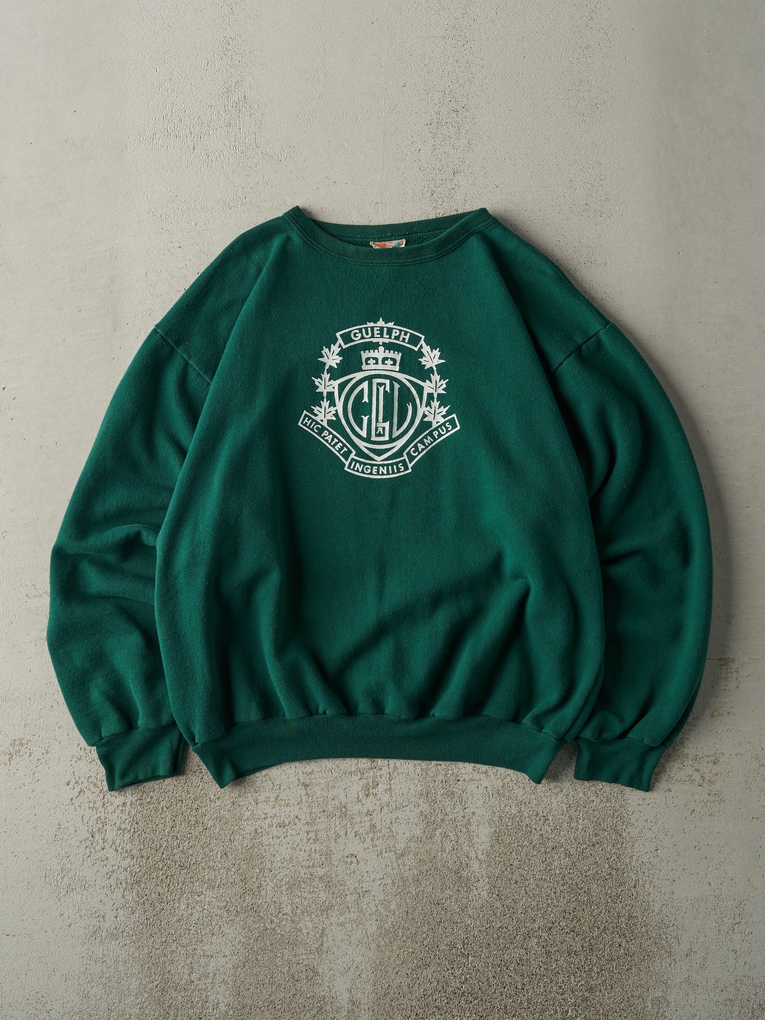 Vintage 80s Green GCVI Guelph Boxy Crewneck (L)