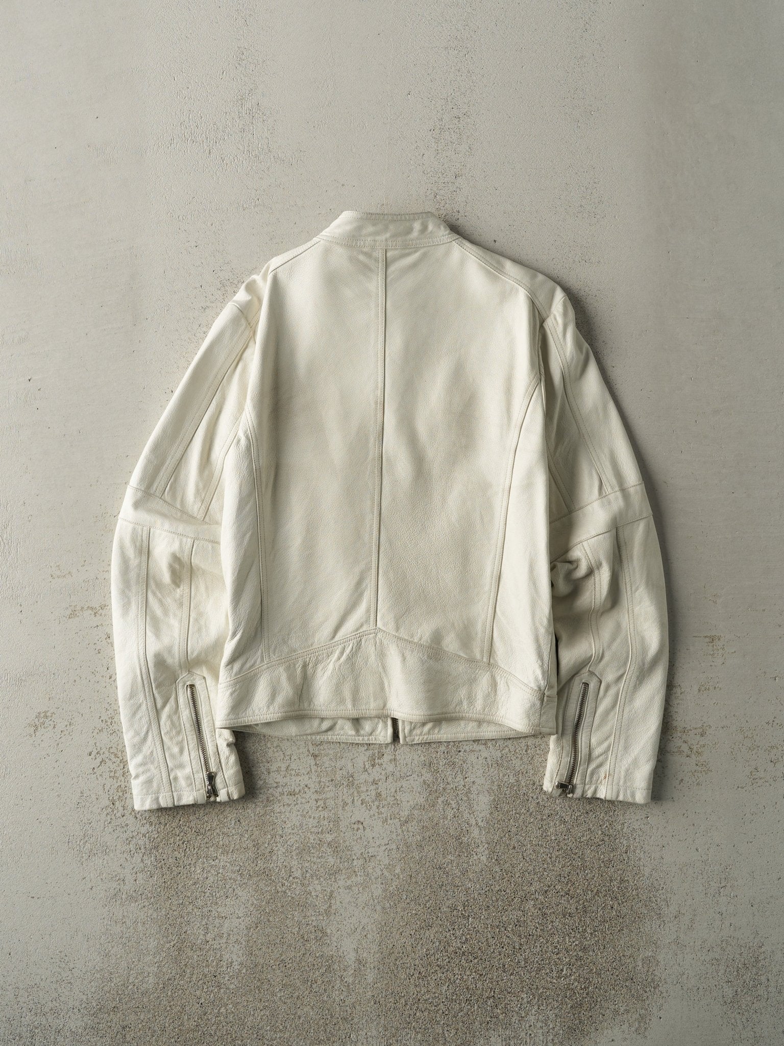 Vintage Y2K White Le Chateau Leather Jacket (XS)