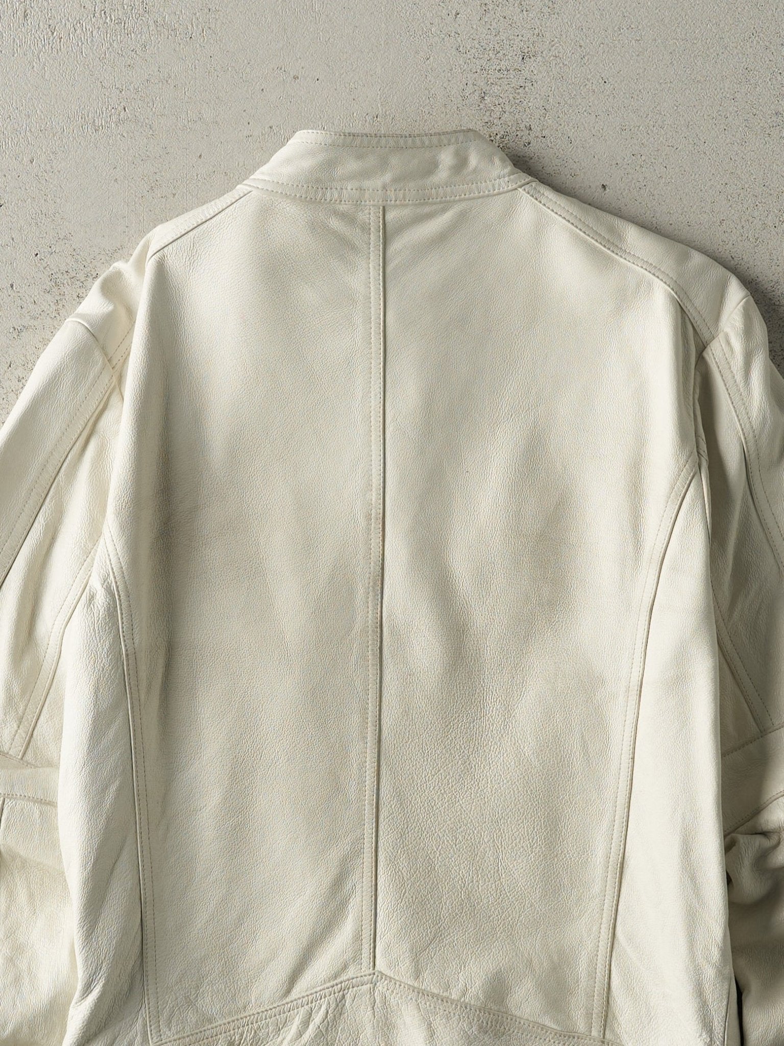 Vintage Y2K White Le Chateau Leather Jacket (XS)
