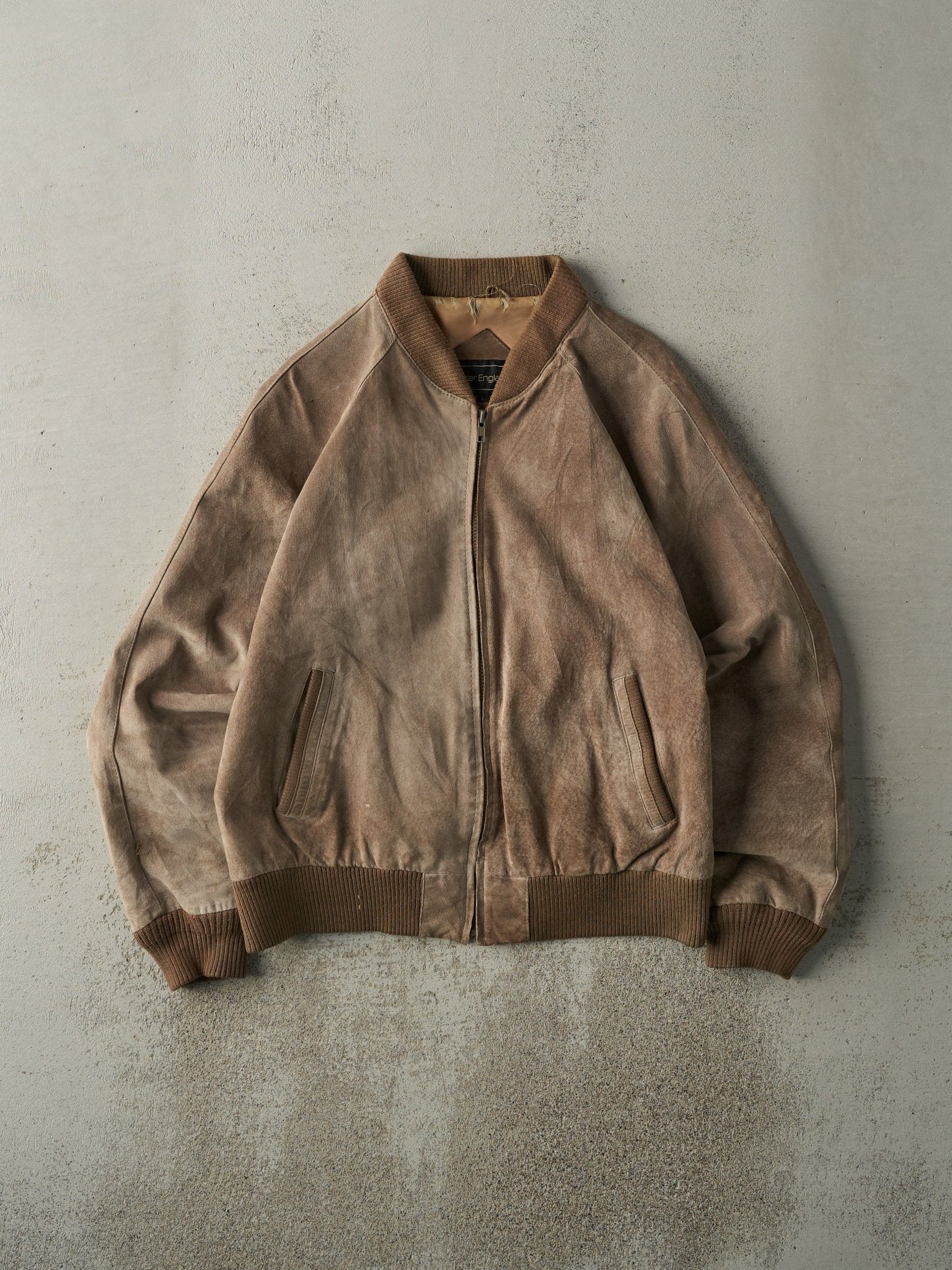 Vintage 90s Brown Peter England Suede Bomber Jacket (M)