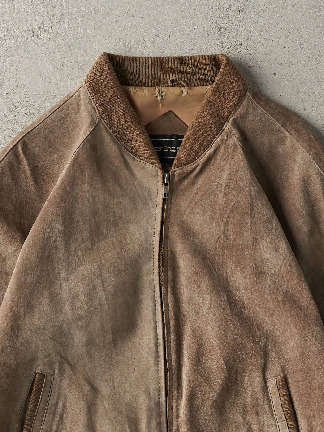 Vintage 90s Brown Peter England Suede Bomber Jacket (M)