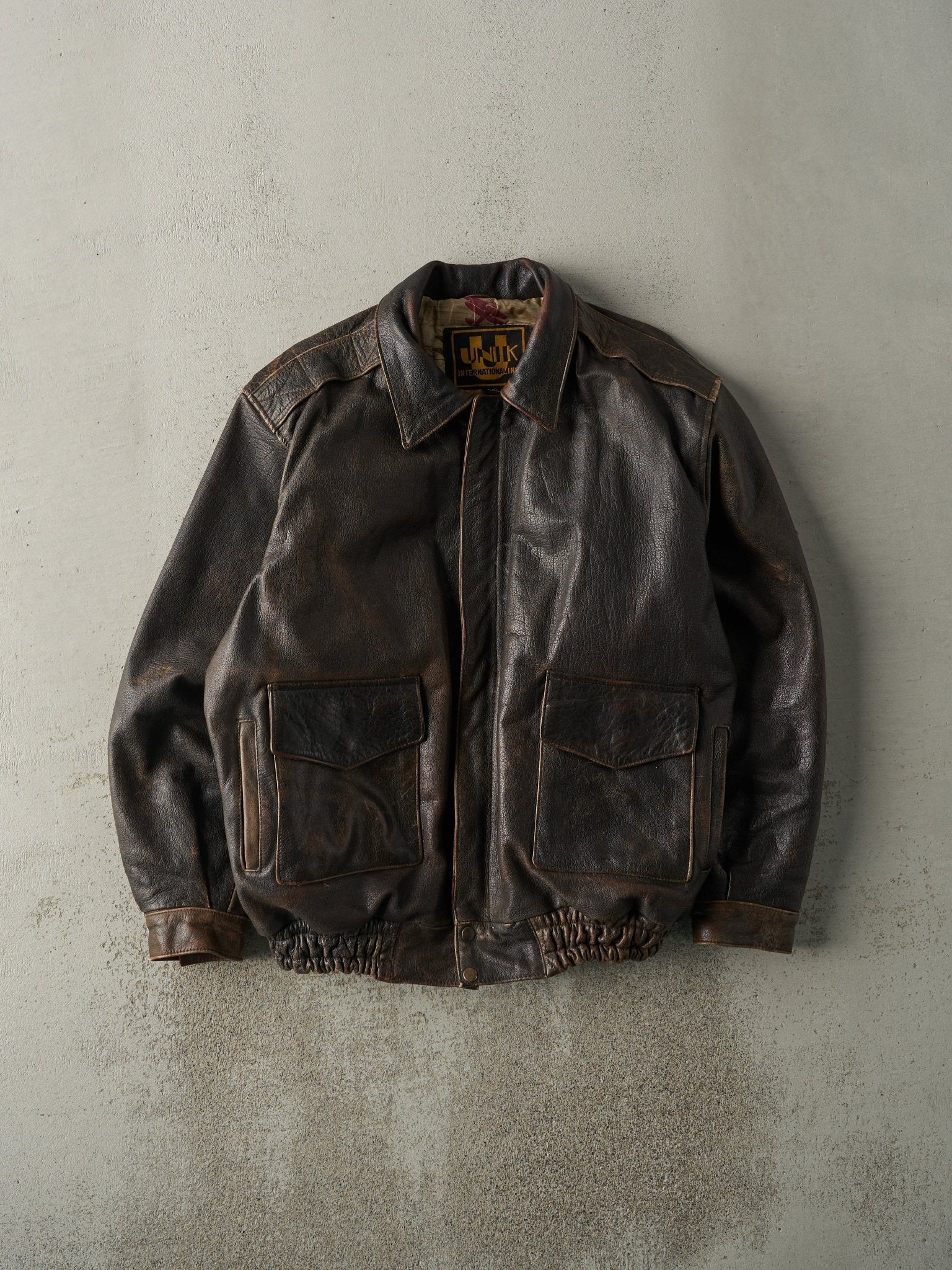 Vintage 80s Brown Unik Leather Jacket (L)