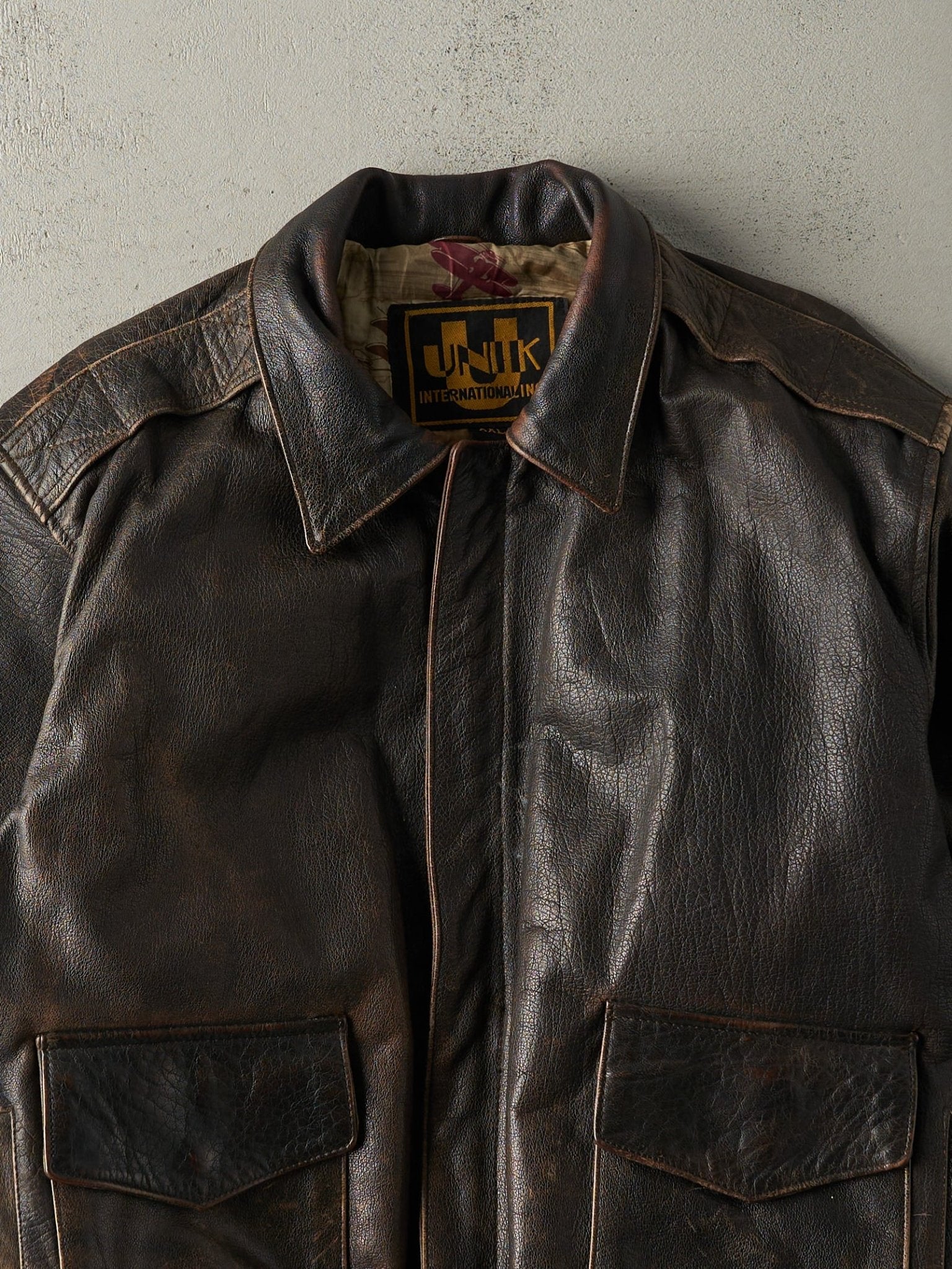 Vintage 80s Brown Unik Leather Jacket (L)
