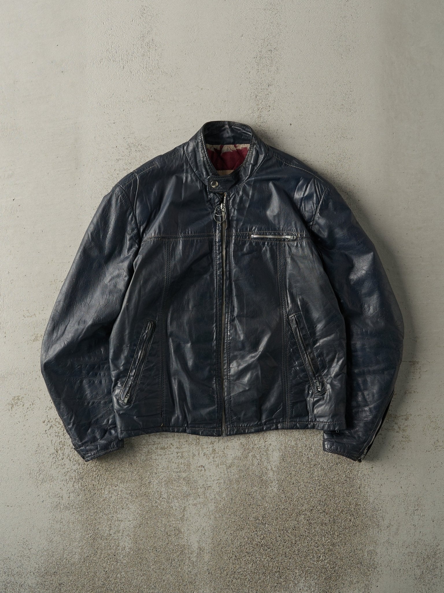 Vintage 80s Navy Blue Sears Leather Jacket (M)