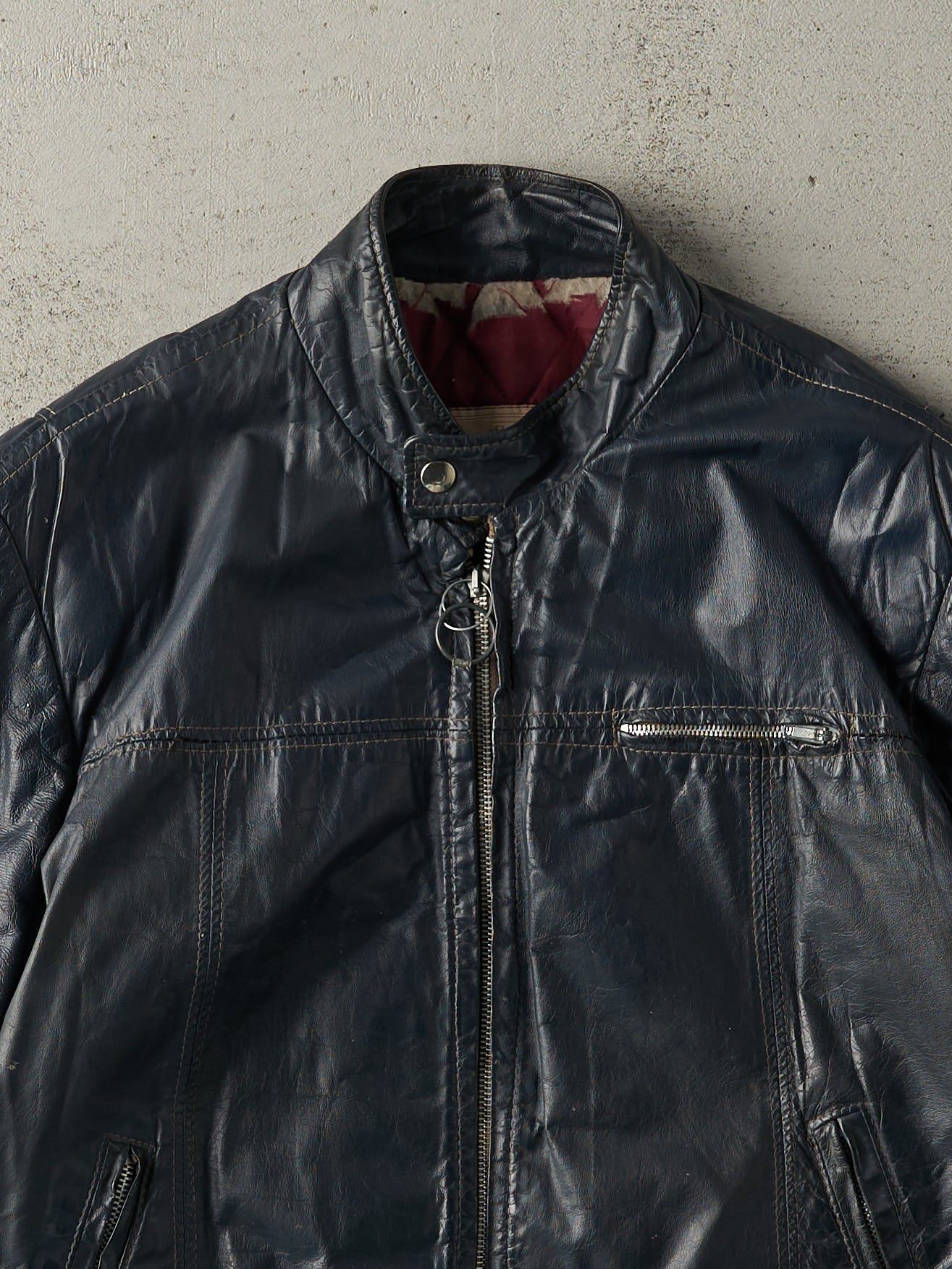 Vintage 80s Navy Blue Sears Leather Jacket (M)