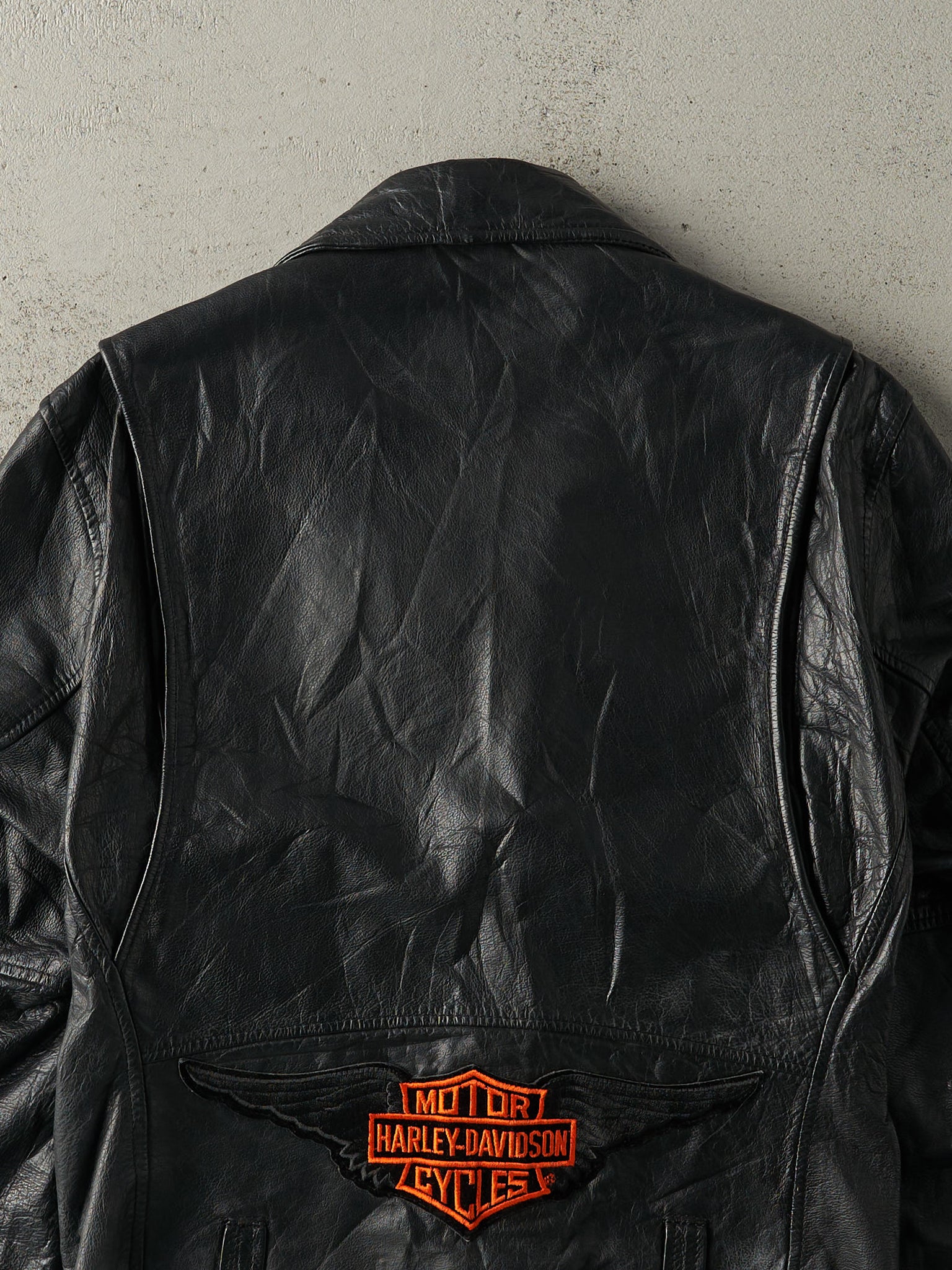 Vintage 80s Black Wilson's Leather Harley Davidson Biker Jacket (S)