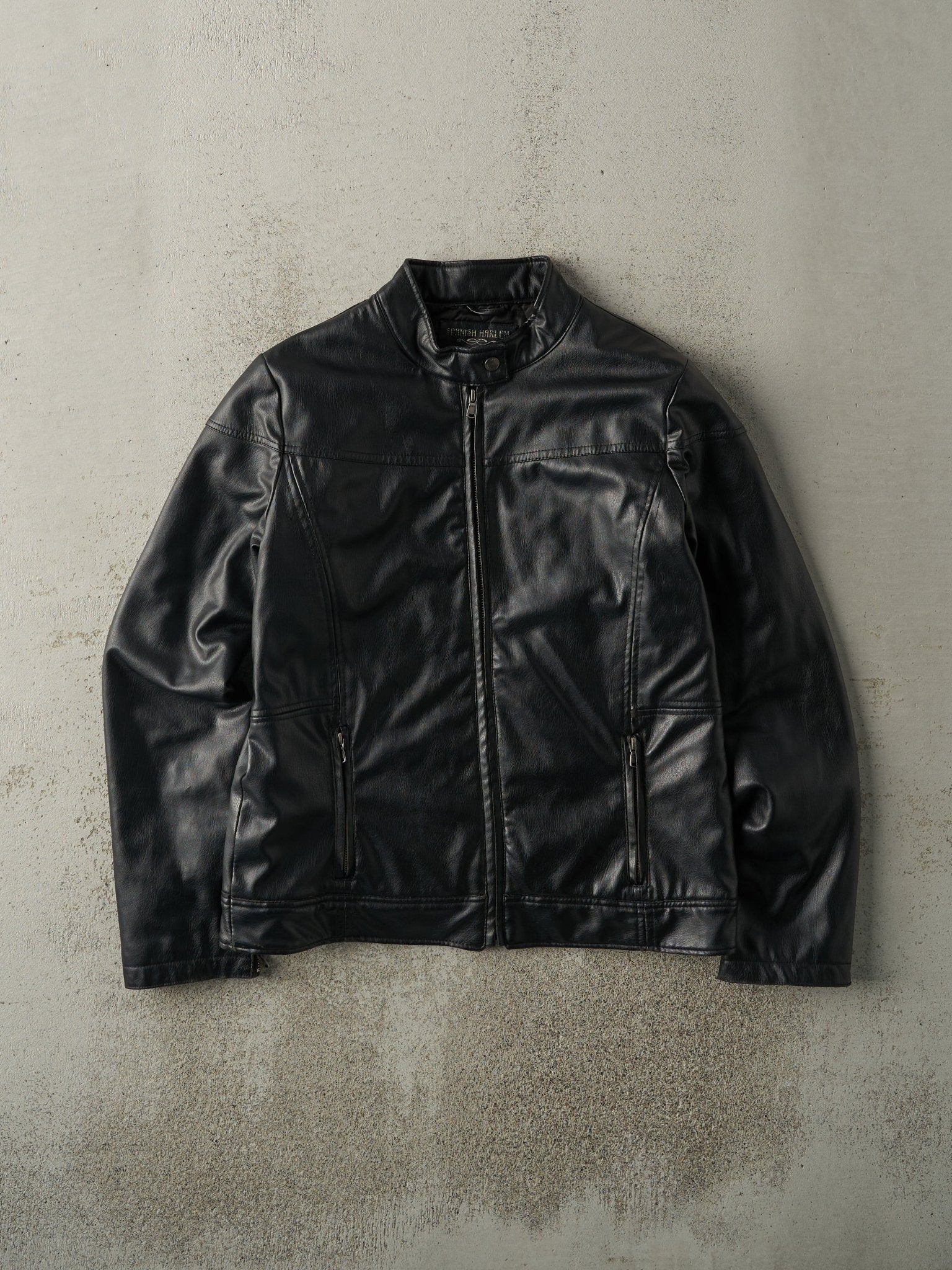 Vintage Y2K Black Spanish Harlem Leather Biker Jacket (S)