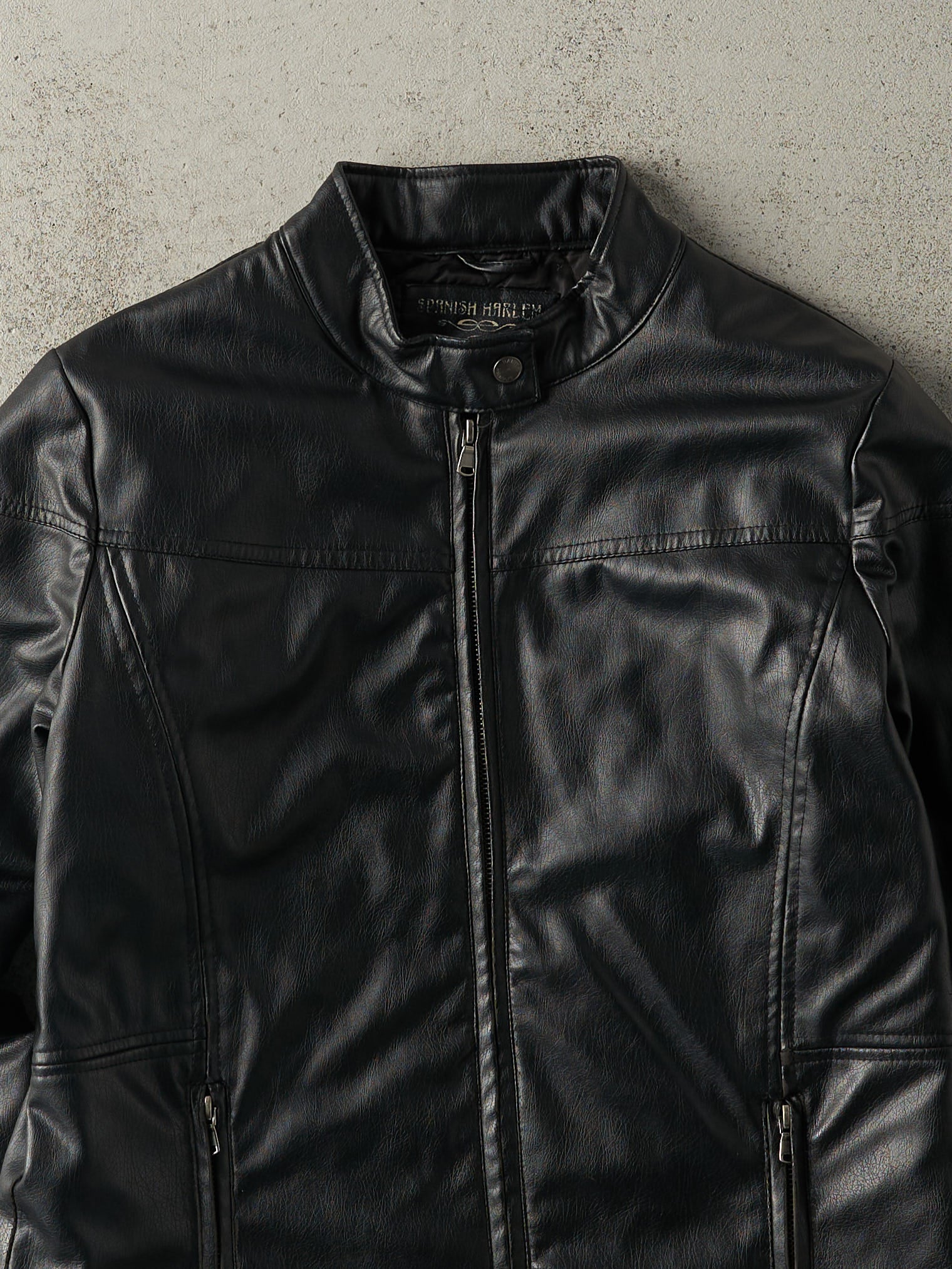 Vintage Y2K Black Spanish Harlem Leather Biker Jacket (S)