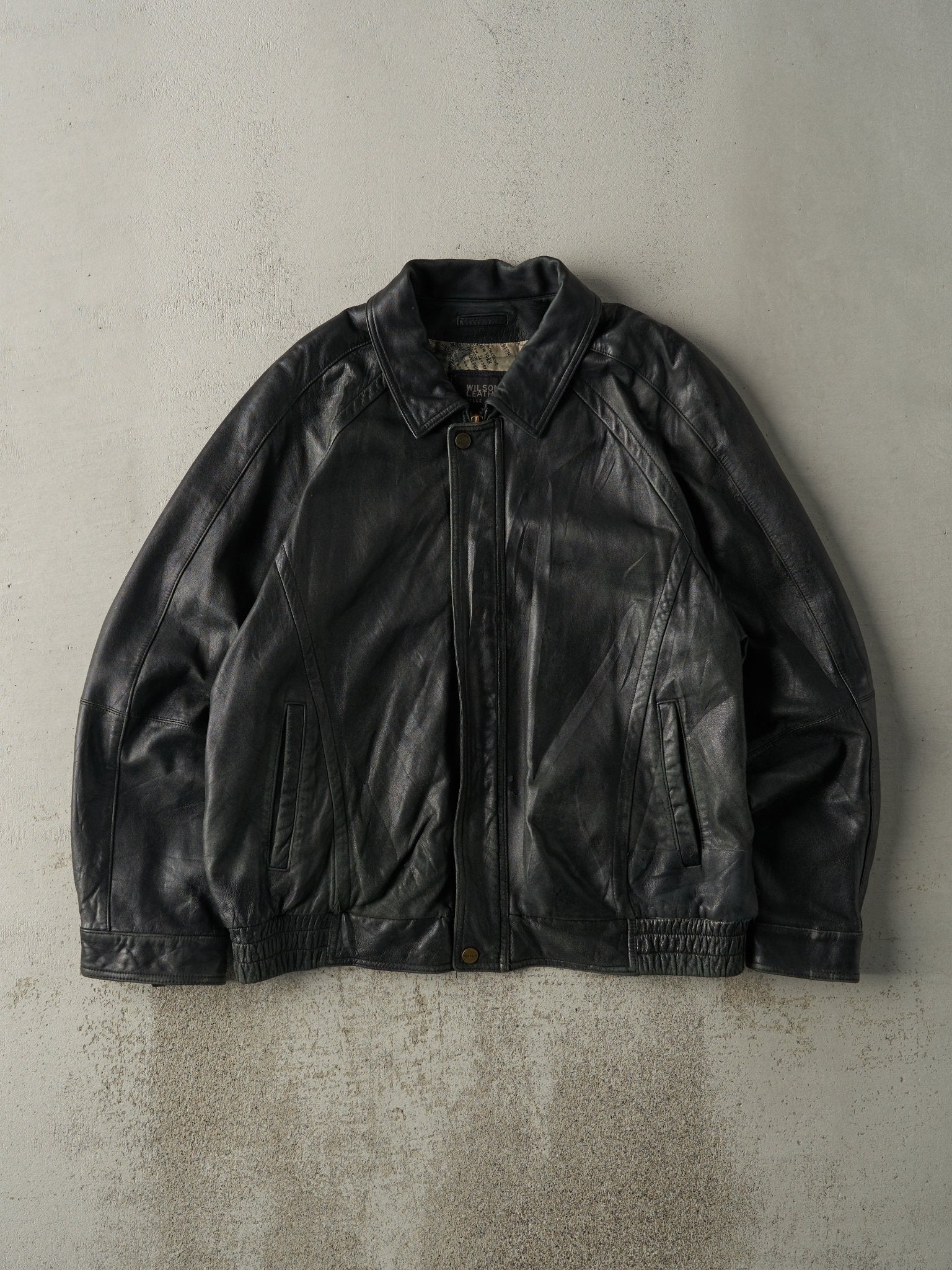 WILSONS LEATHER 90s シングル レザージャケット ブラック L Vintage 90s Black Wilson's Leather Jacket (XL) – Rebalance Vintage