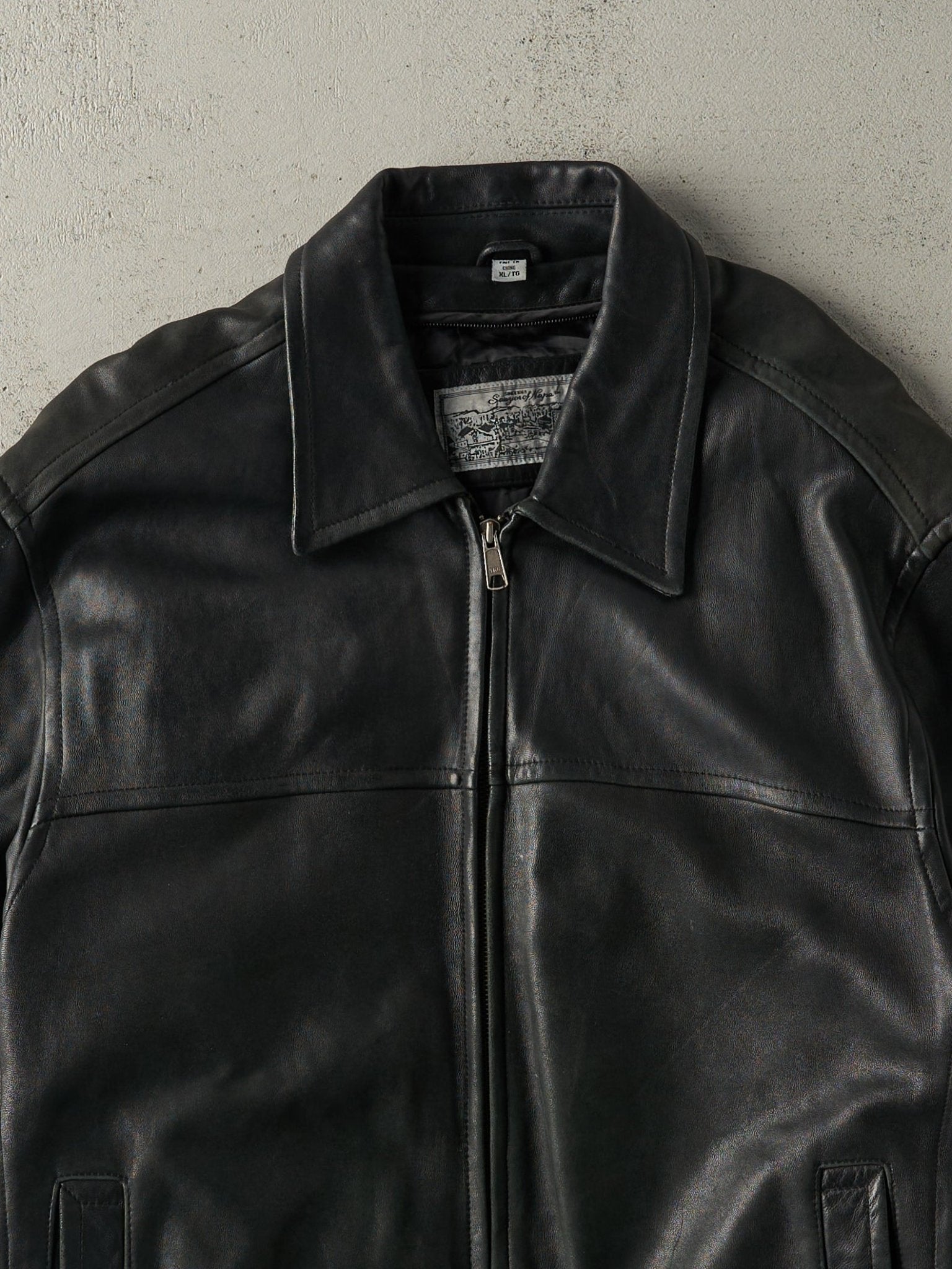 sawyer of napa レザージャケット XL ブラック インナー付 Vintage 90s Black Sawyer of Napa Leather Jacket (L) – Rebalance