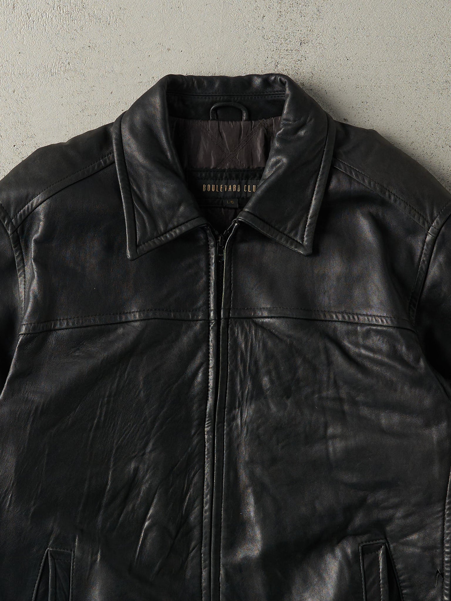 Vintage Y2K Black Boulevard Club Leather Jacket (L)