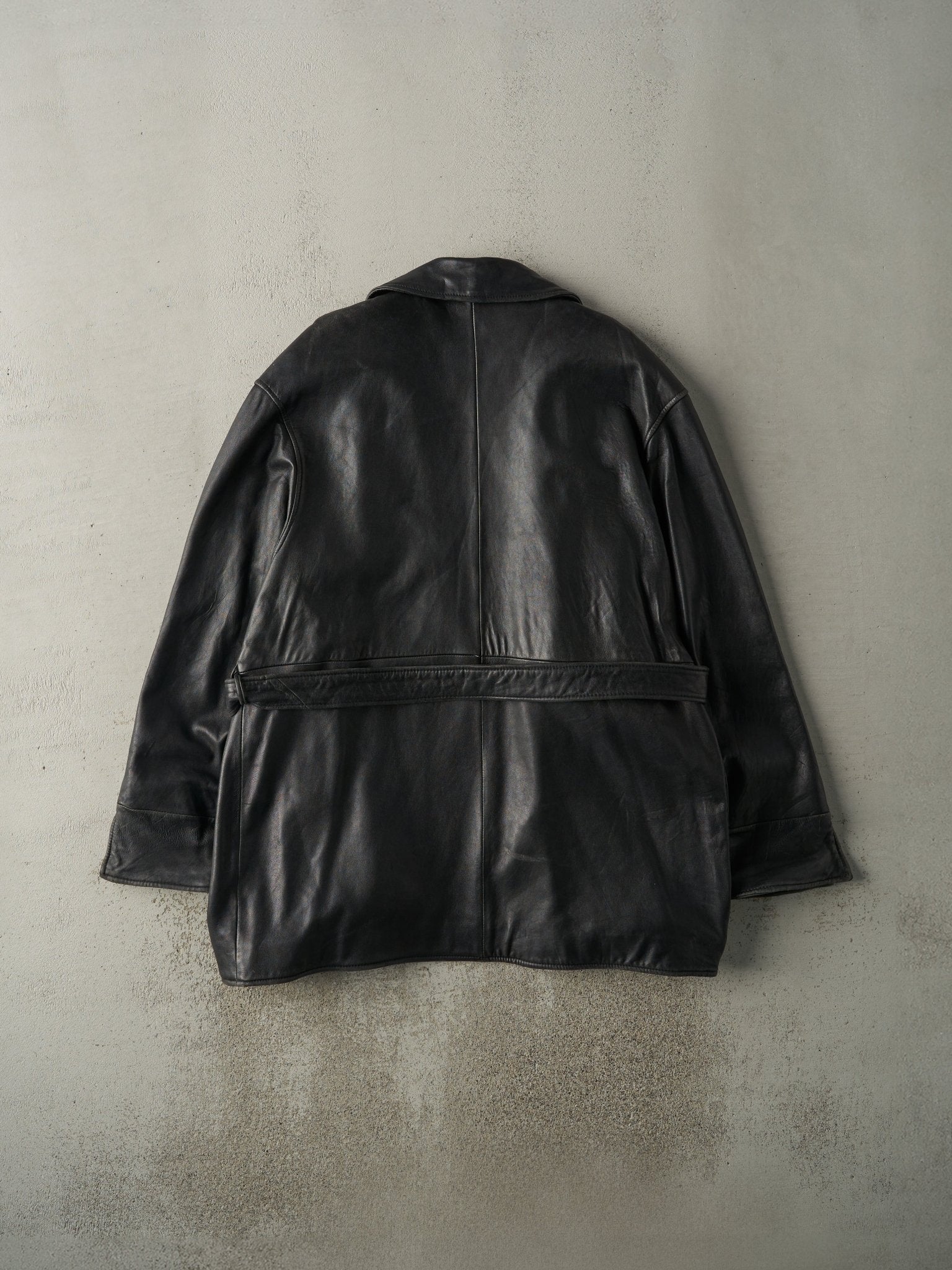 Vintage 90s Black Danier Leather Trench Coat (M/L)
