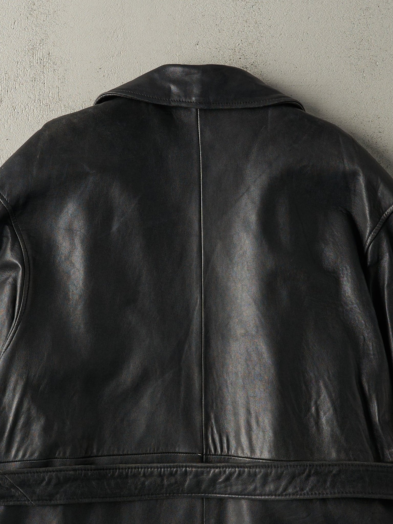 Vintage 90s Black Danier Leather Trench Coat (M/L)