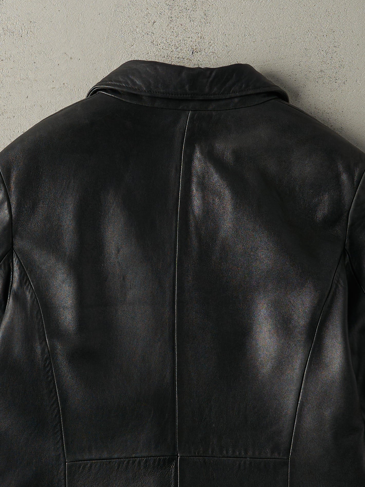 Vintage 90s Black Danier Leather Trench Coat (M)