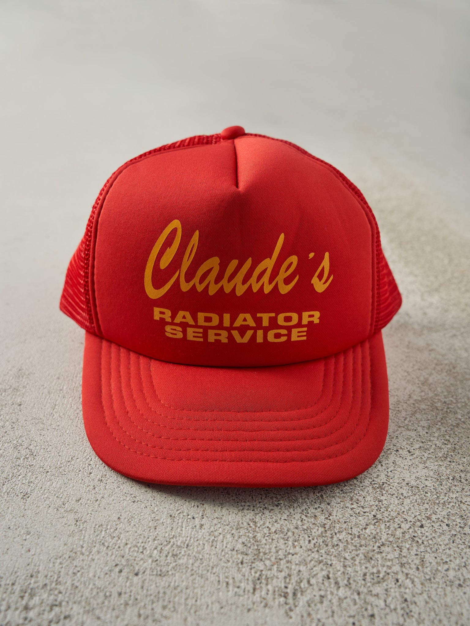 Vintage 80s Red Claude's Radiator Service Foam Trucker Hat