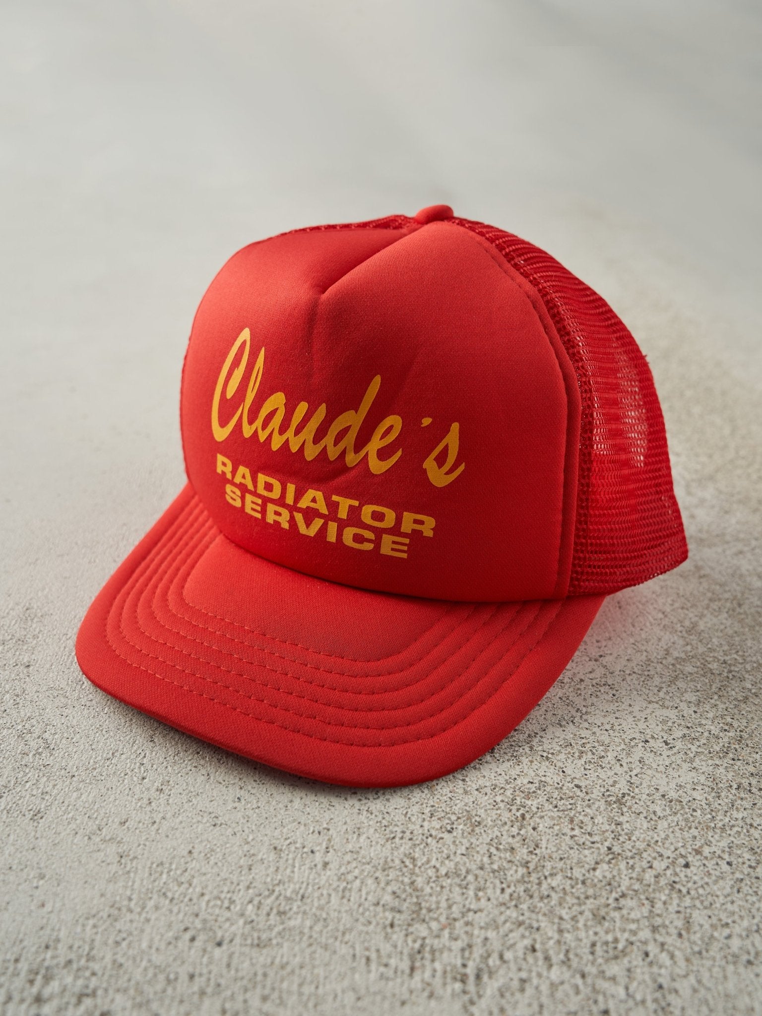 Vintage 80s Red Claude's Radiator Service Foam Trucker Hat